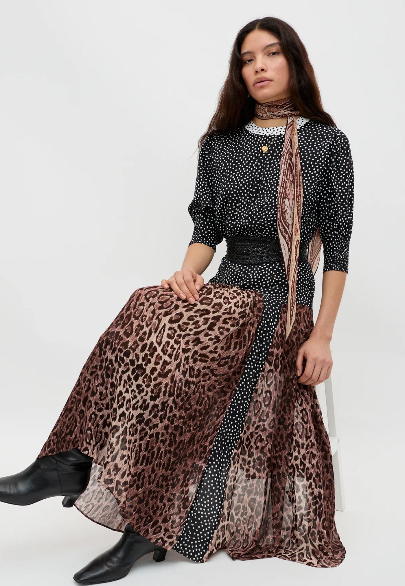 Meg Dress - Leopard Polka Dot