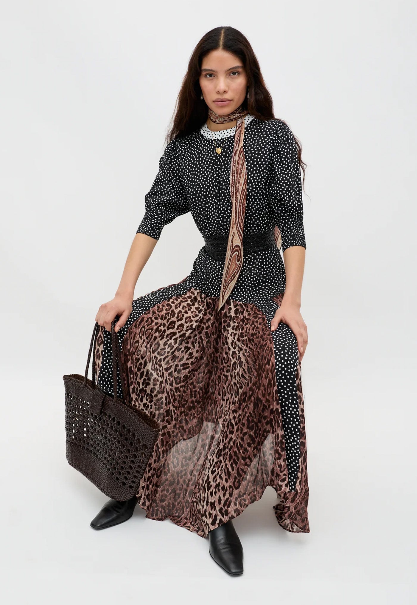 Meg Dress - Leopard Polka Dot