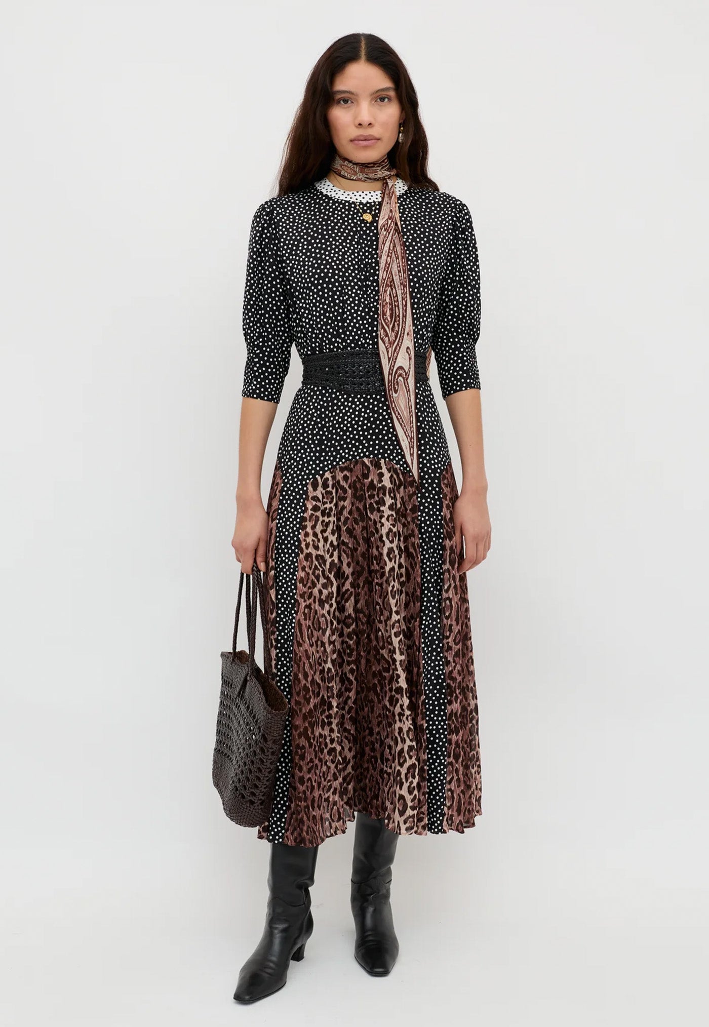 Meg Dress - Leopard Polka Dot