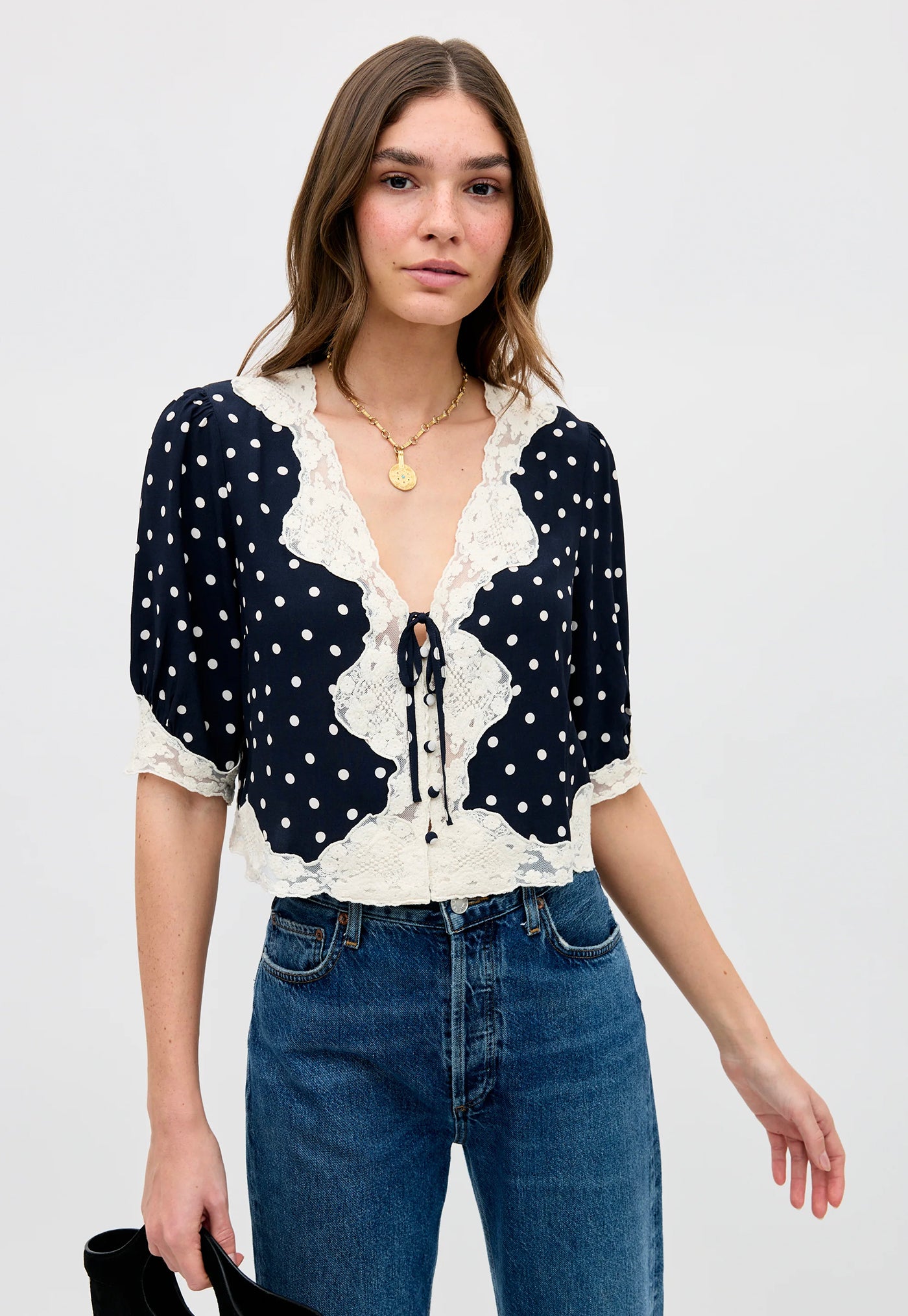 Ursula Undefined Top - Layla Dot Navy