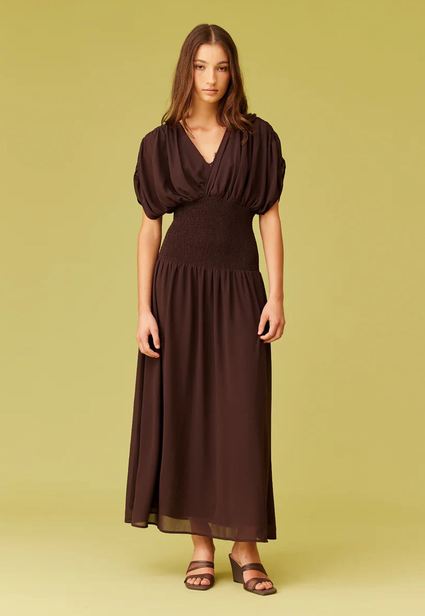 Riley Shirred Maxi Dress - Java