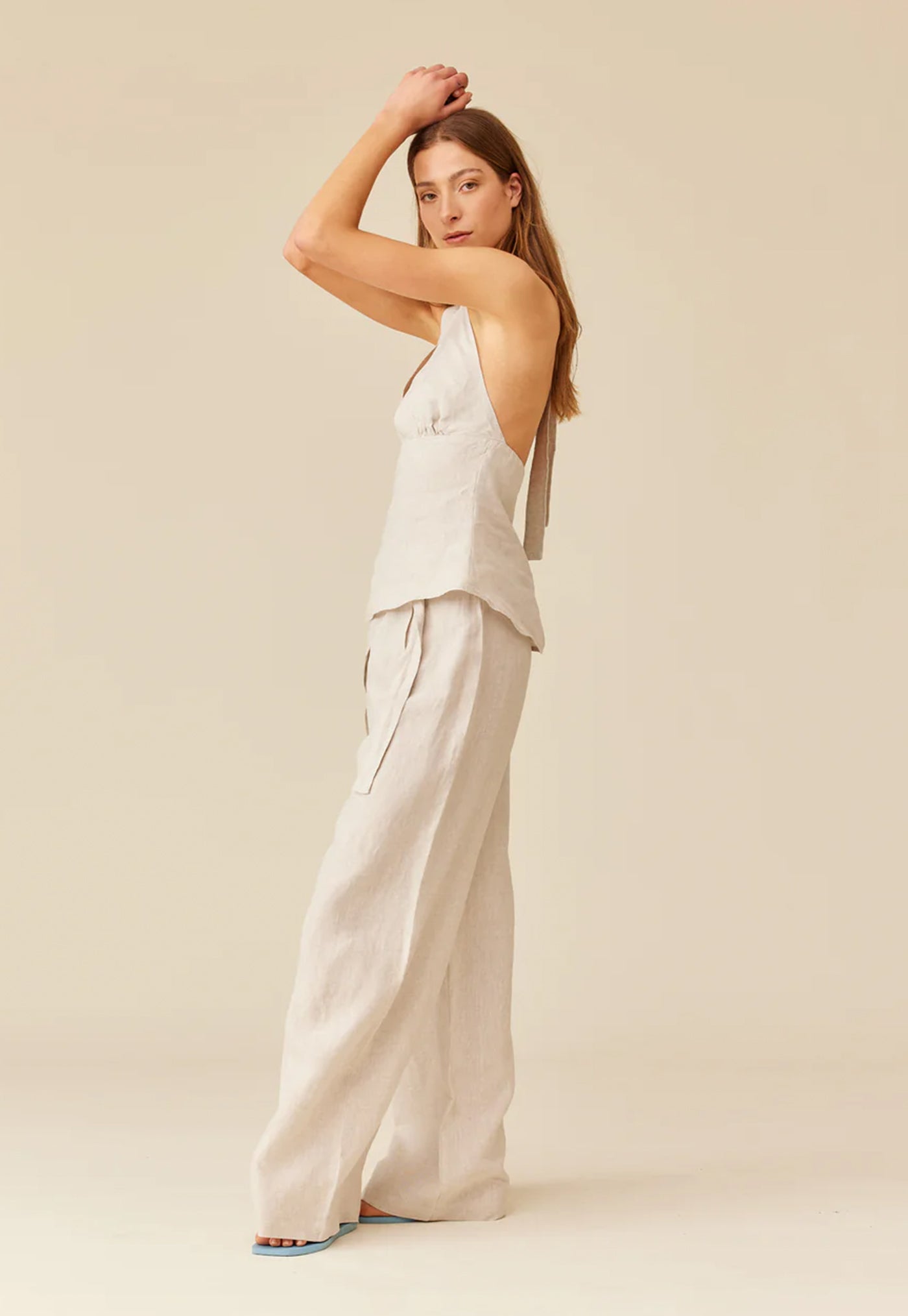 Sasha Linen Wrap Pant - Natural