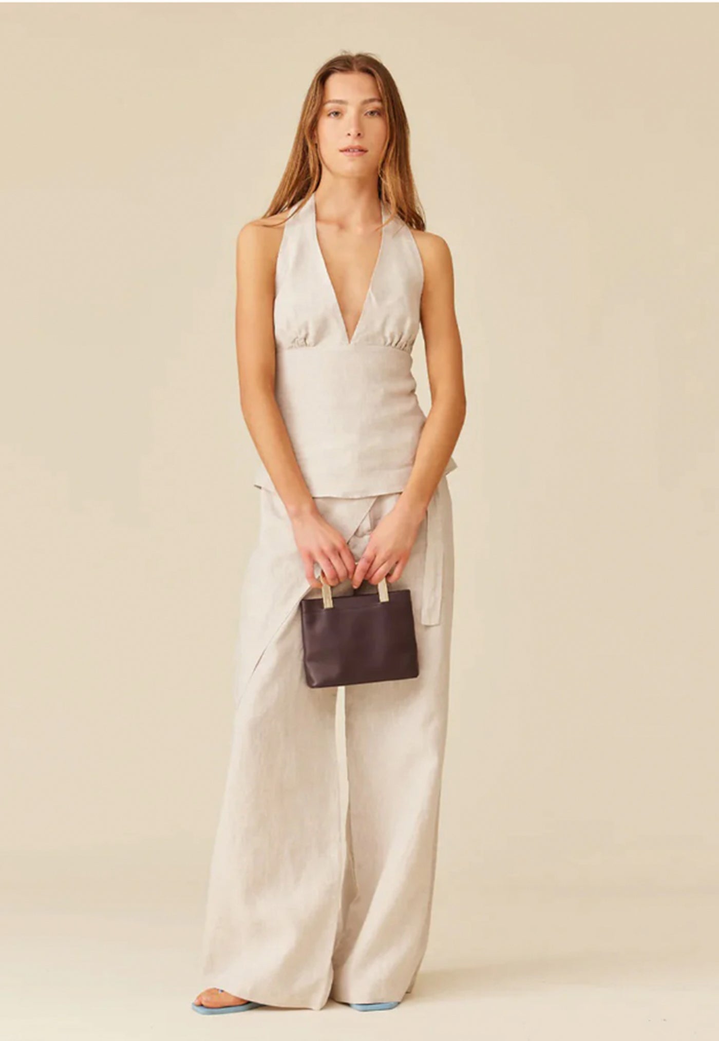 Sasha Linen Wrap Pant - Natural