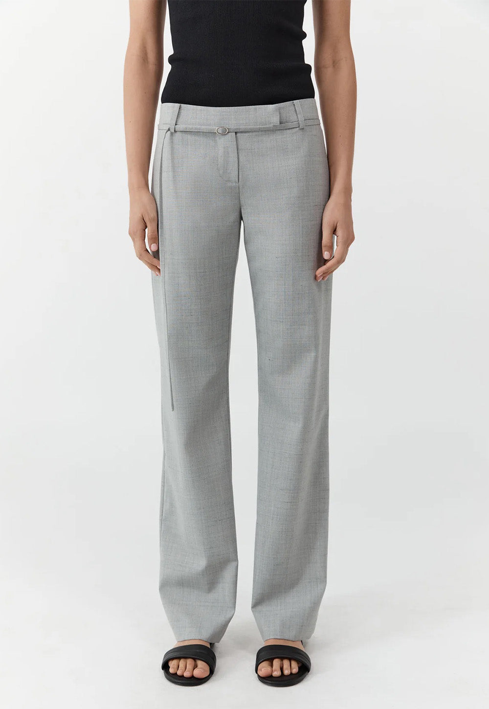 90s Belt Minimal Pants - Concrete