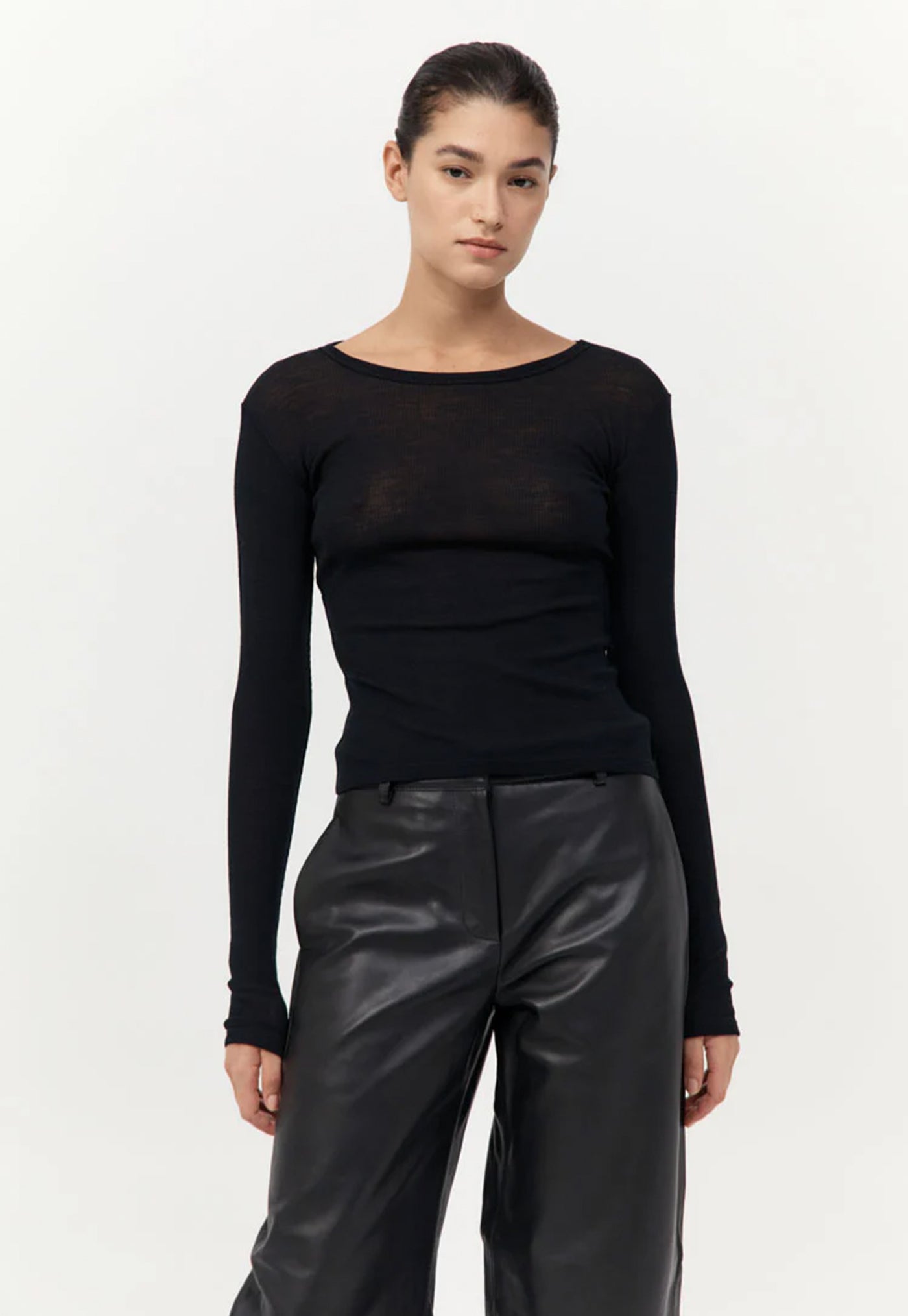 Baby Wool Long Sleeve Top - Black