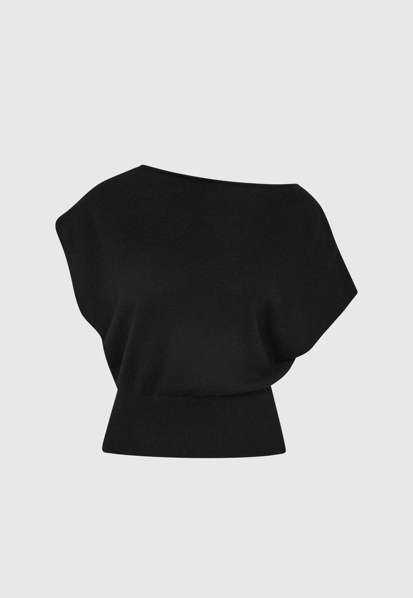 Cashmere Asymm Top - Black