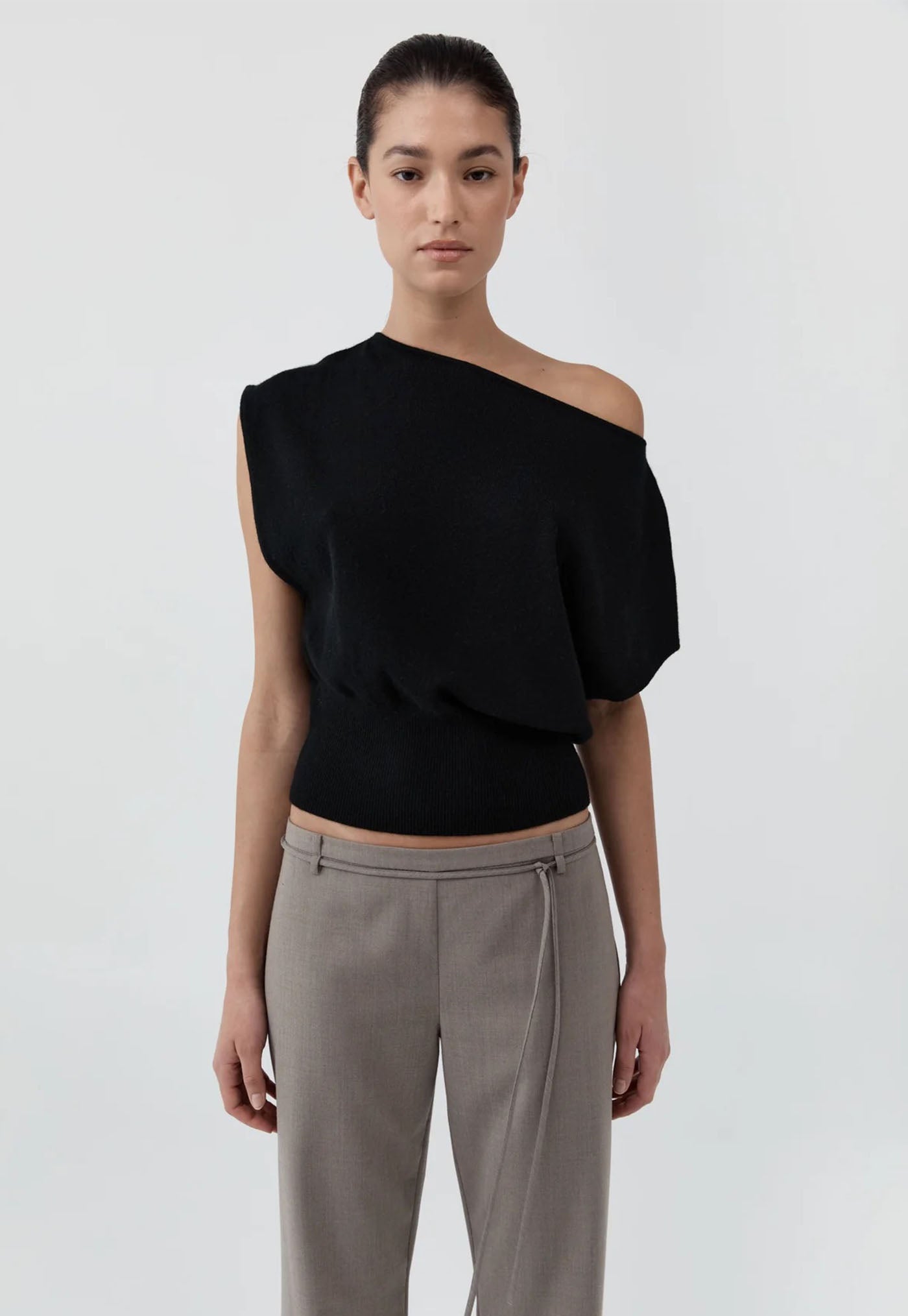 Cashmere Asymm Top - Black