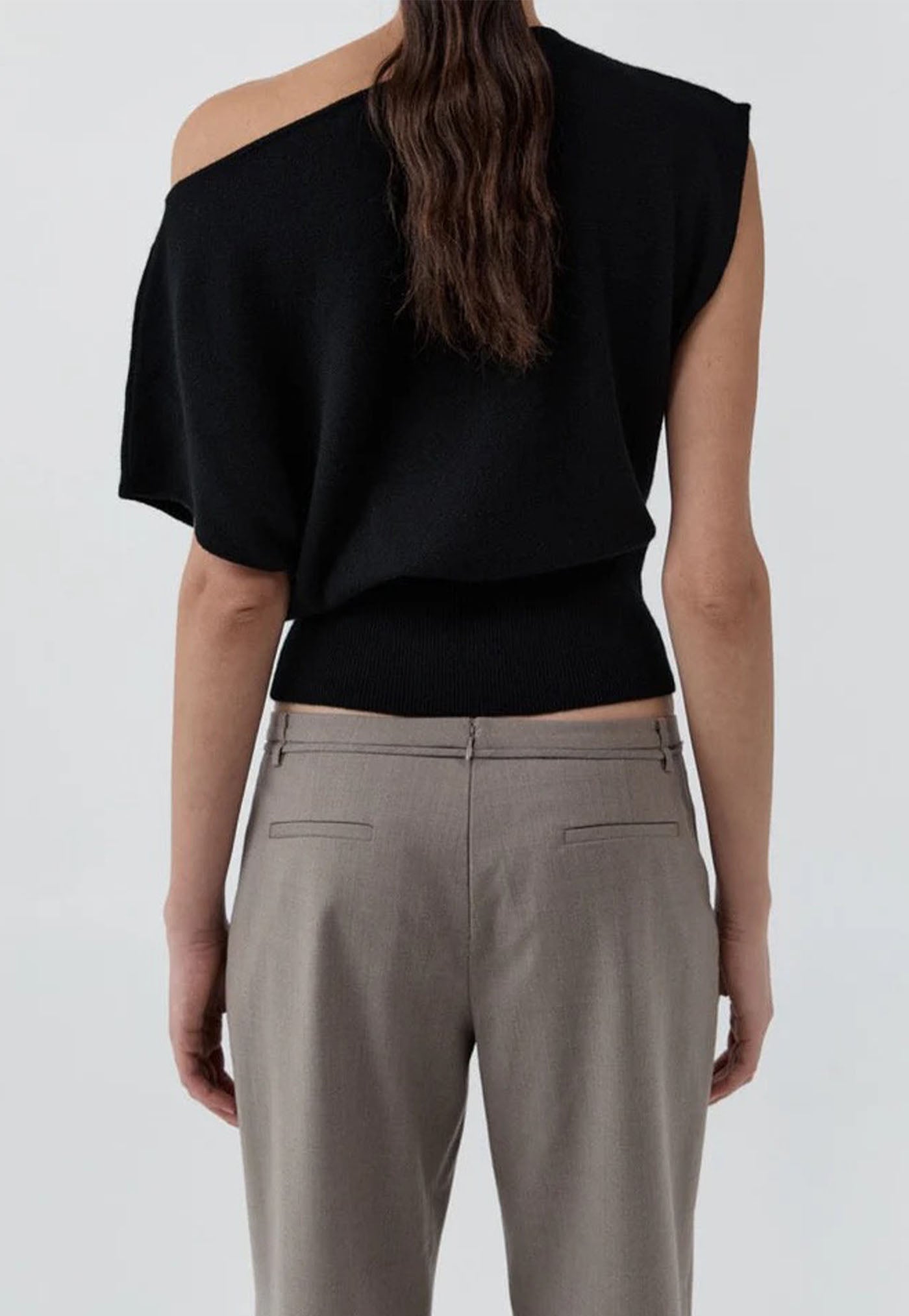 Cashmere Asymm Top - Black