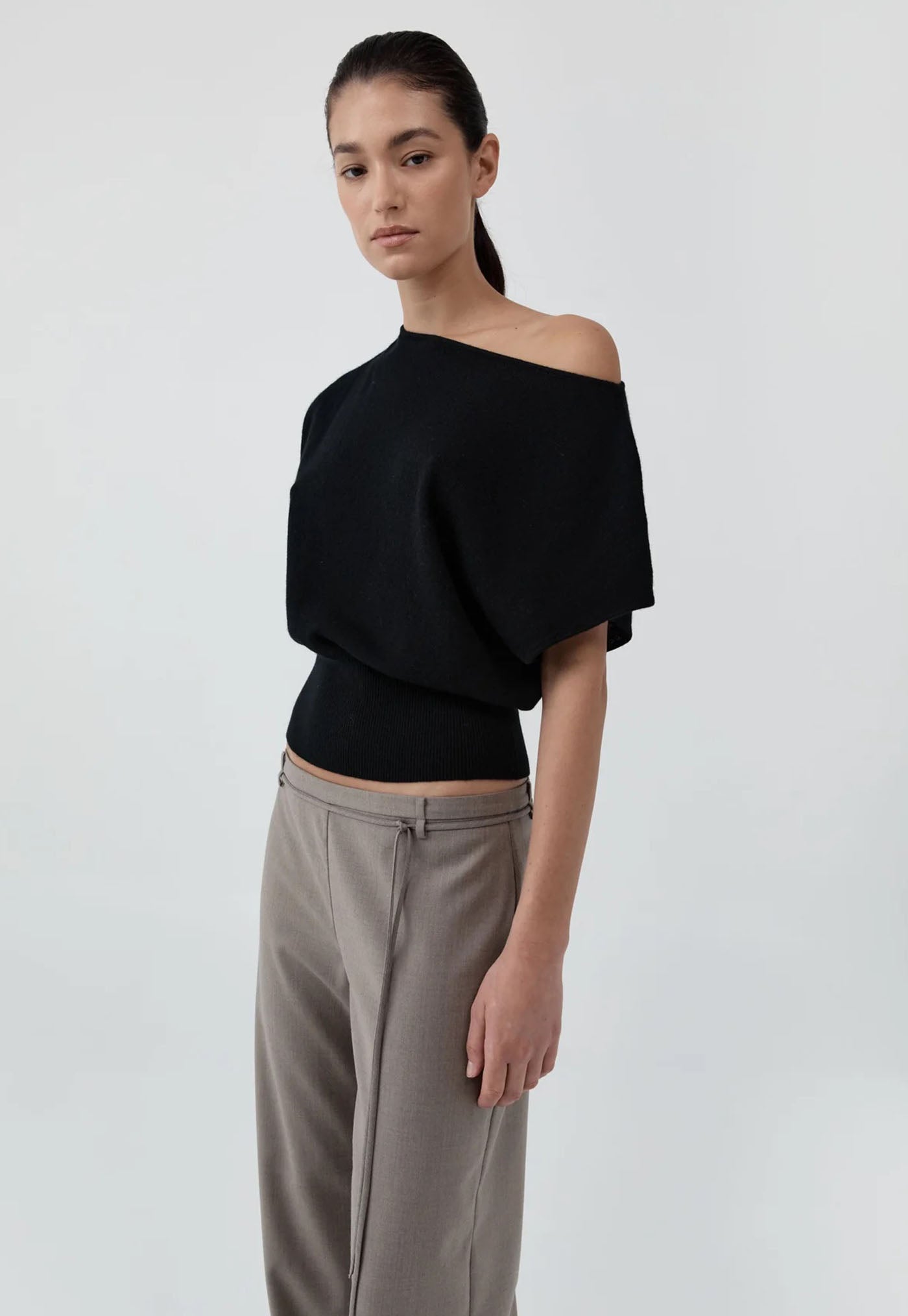 Cashmere Asymm Top - Black