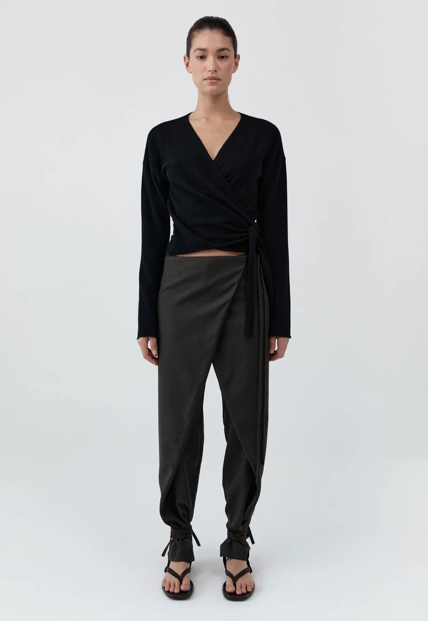 Cashmere Wrap Cardigan - Black