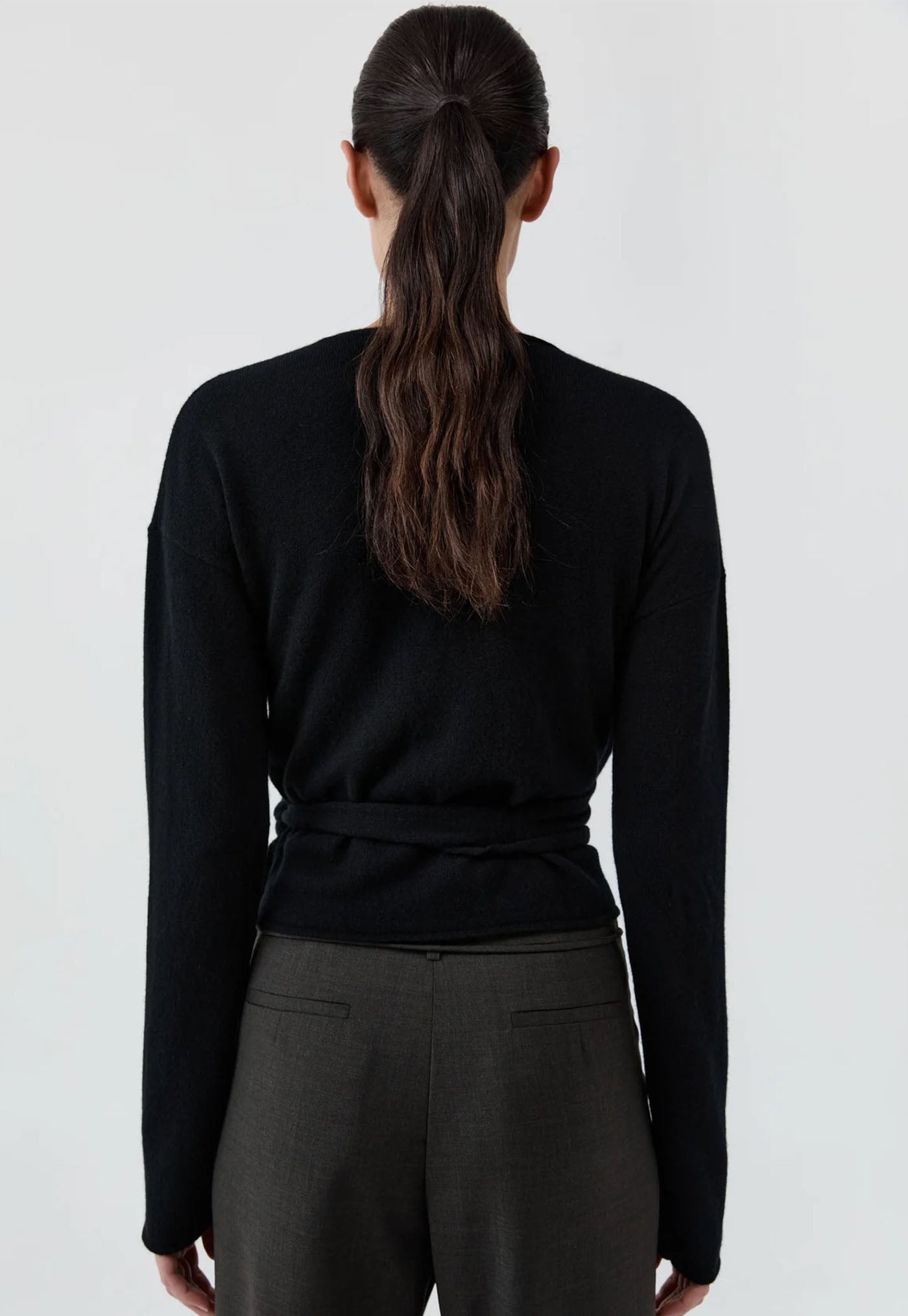 Cashmere Wrap Cardigan - Black