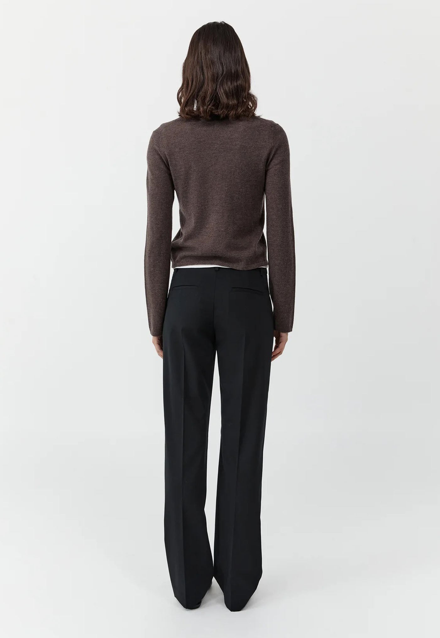 Fine Merino V Neck Sweater - Mulch