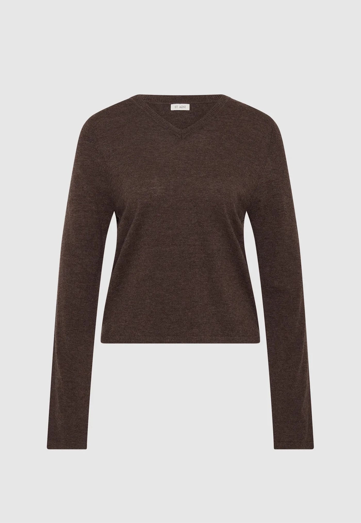 Fine Merino V Neck Sweater - Mulch