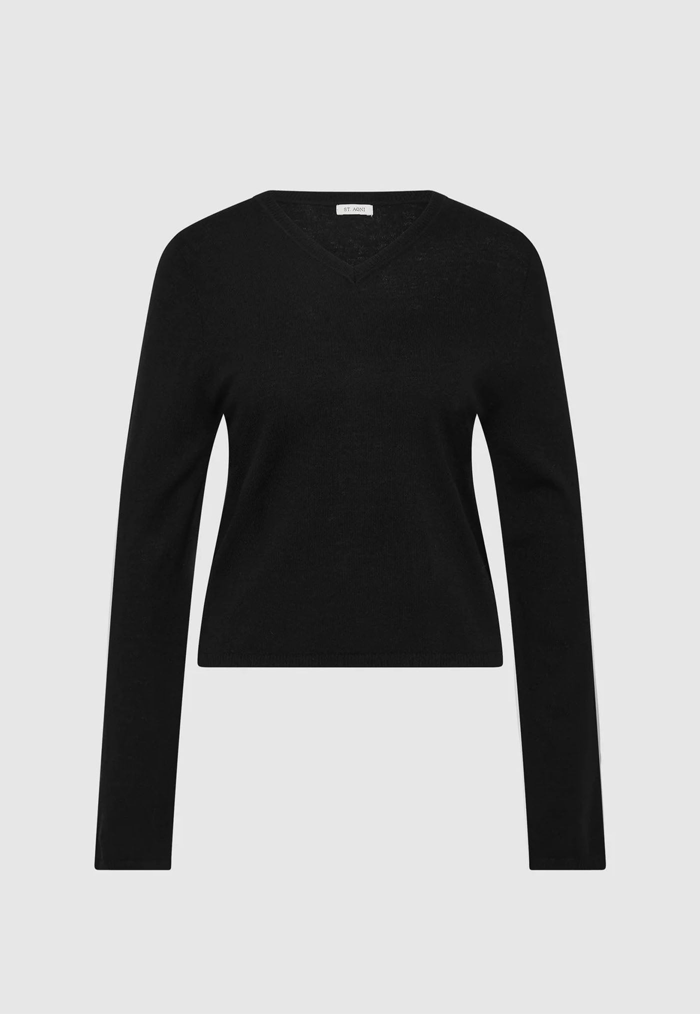 Fine Merino V Neck Sweater - Black