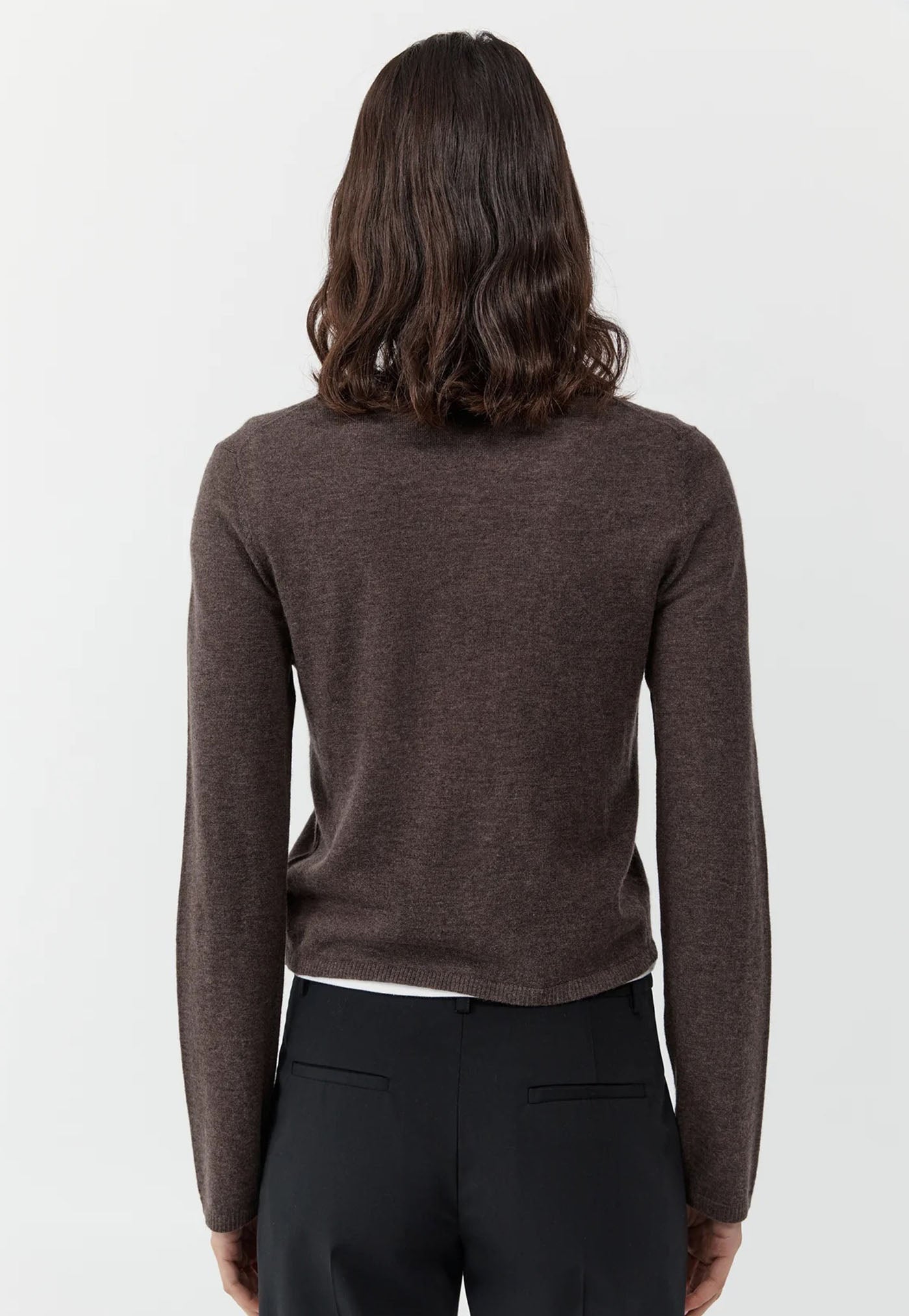 Fine Merino V Neck Sweater - Mulch