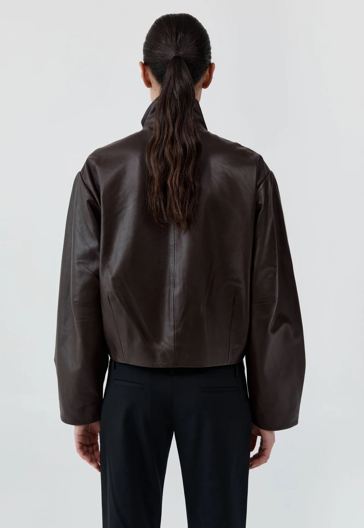 Cocoon Zip Leather Jacket - Chocolate