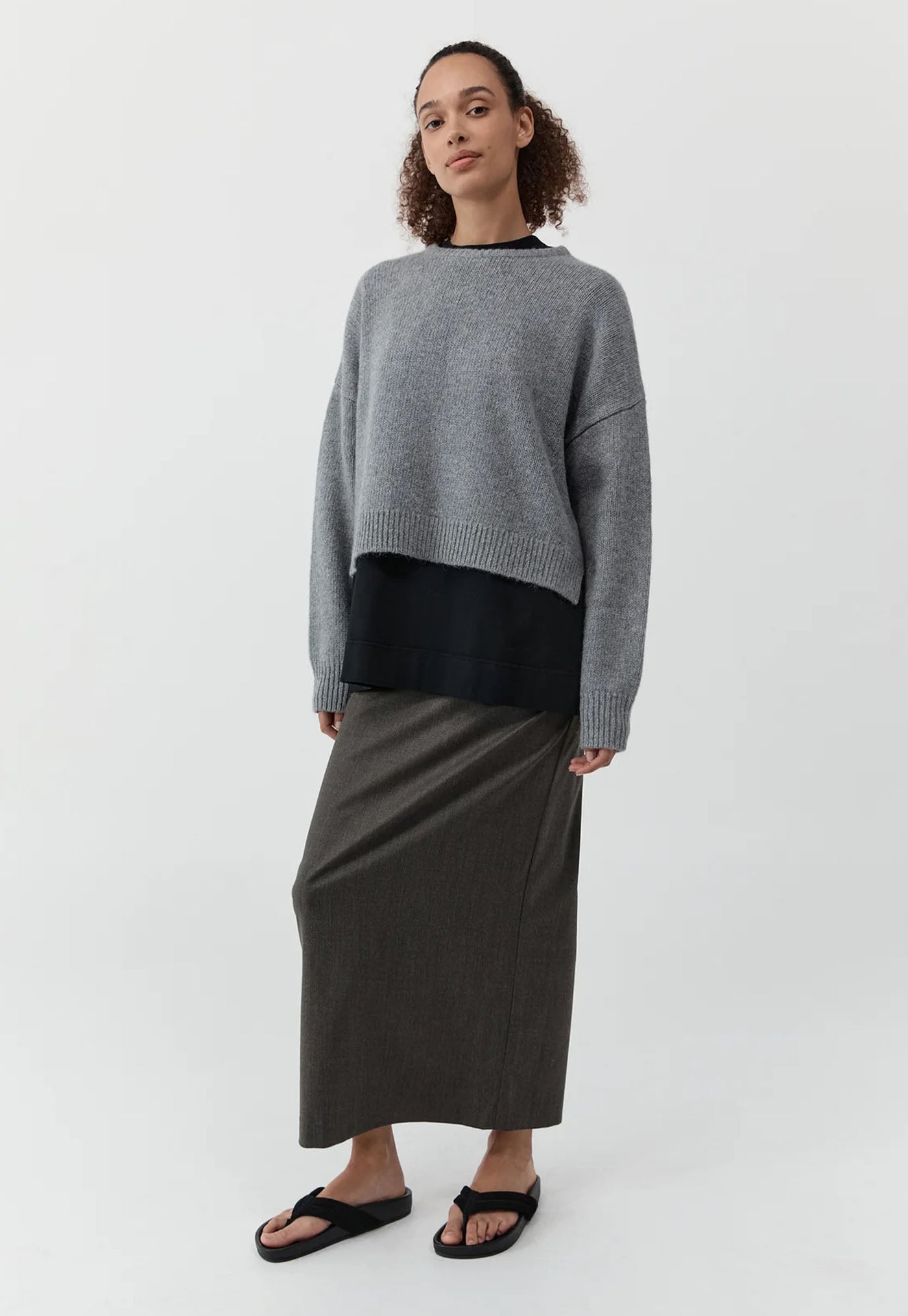 Cropped Sweater - Concrete