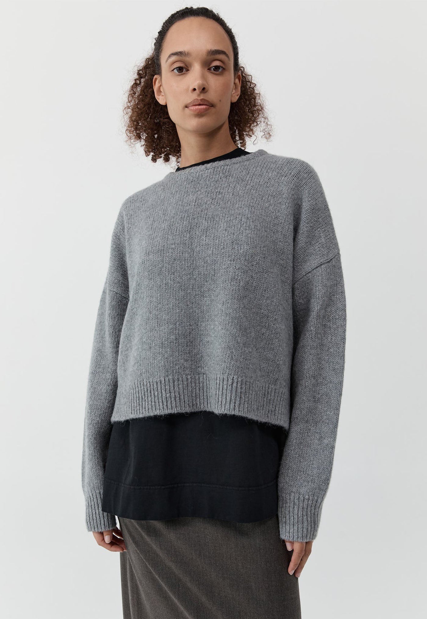 Cropped Sweater - Concrete