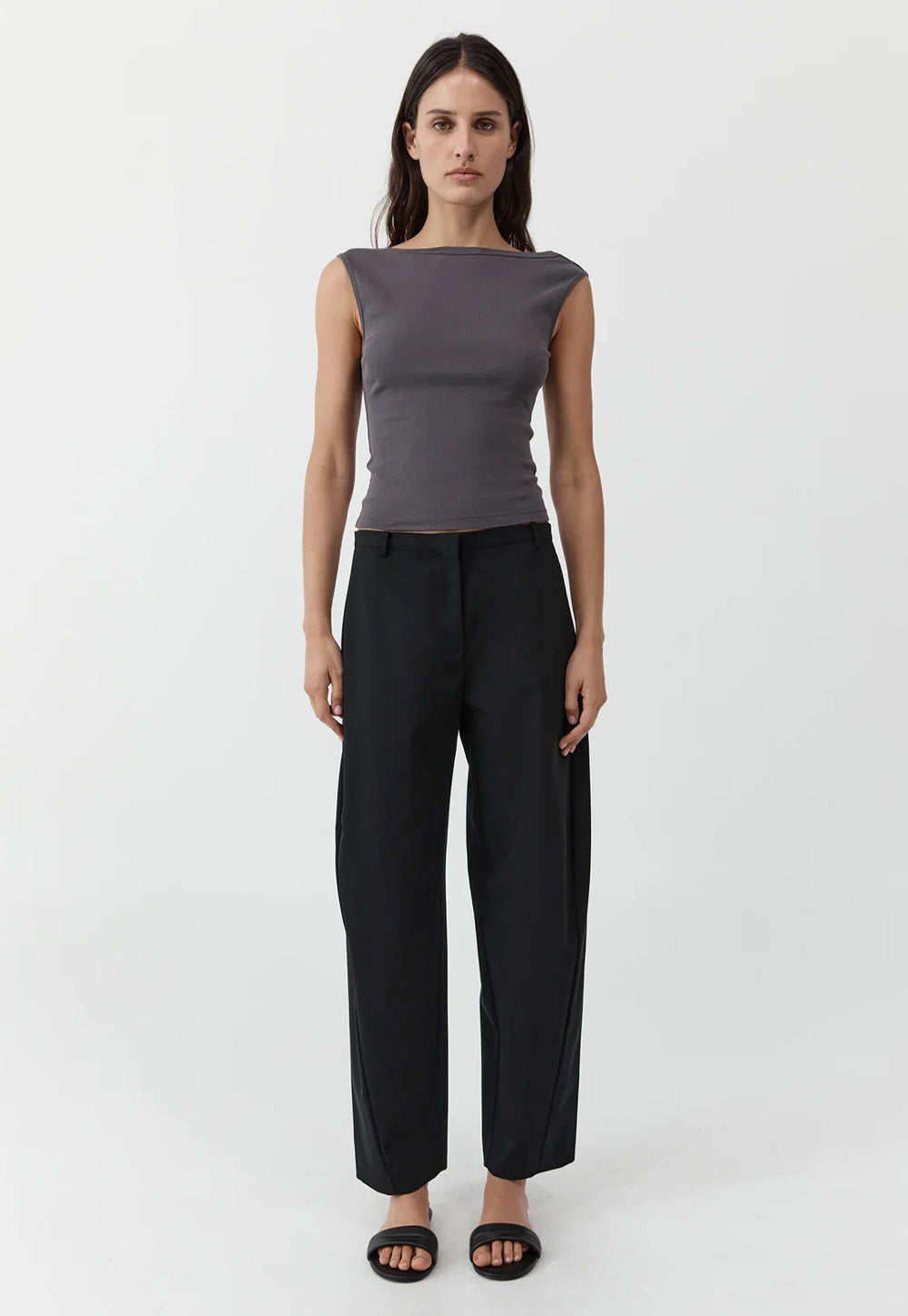 Fine Band Balloon Pants - Black