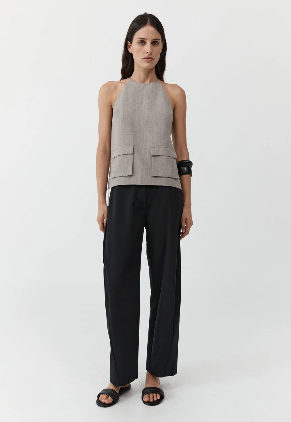 Fine Band Balloon Pants - Black