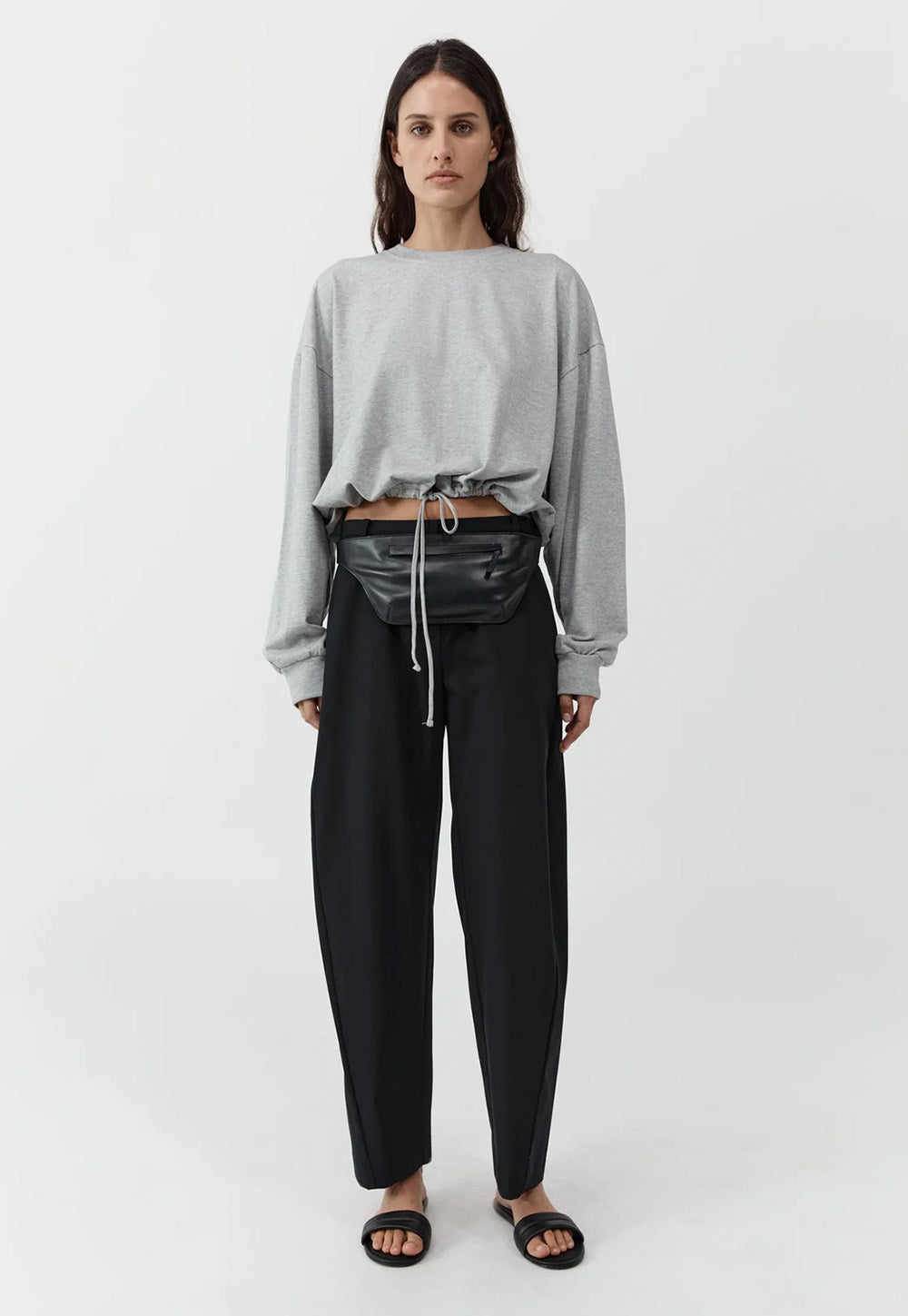 Fine Band Balloon Pants - Black