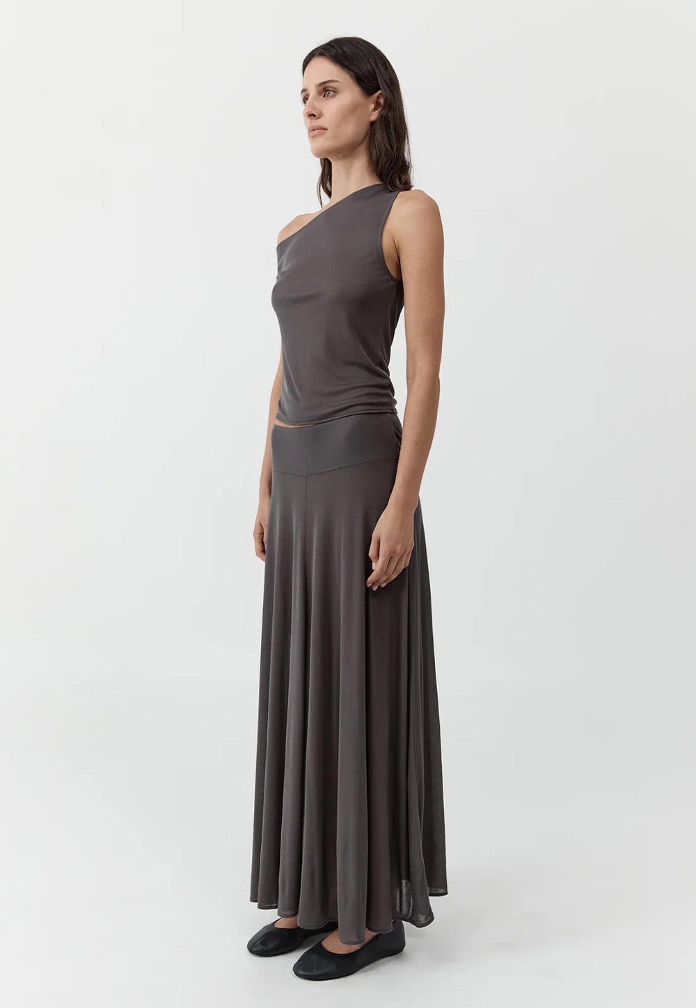 Fluid Jersey Skirt - Soot