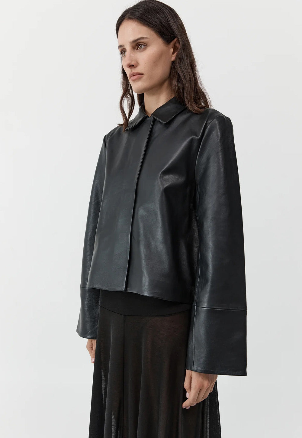 Leather Minimal Jacket - Black