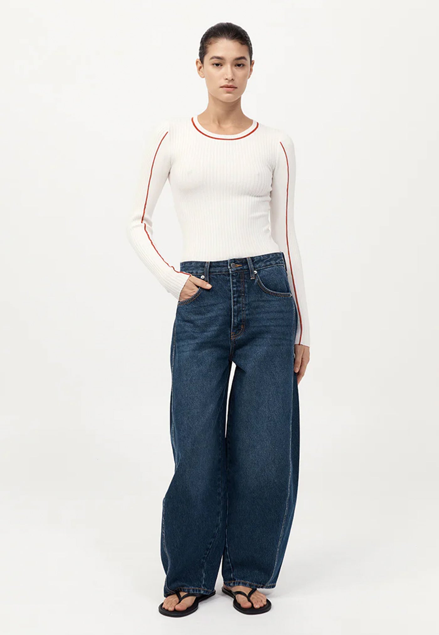 Mid Rise Balloon Jeans - Dark Indigo