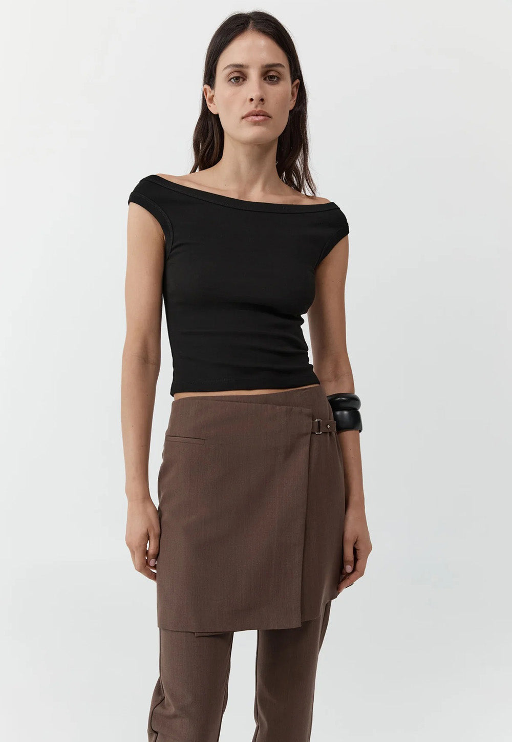 Organic Cotton Off Shoulder Top - Jet Black