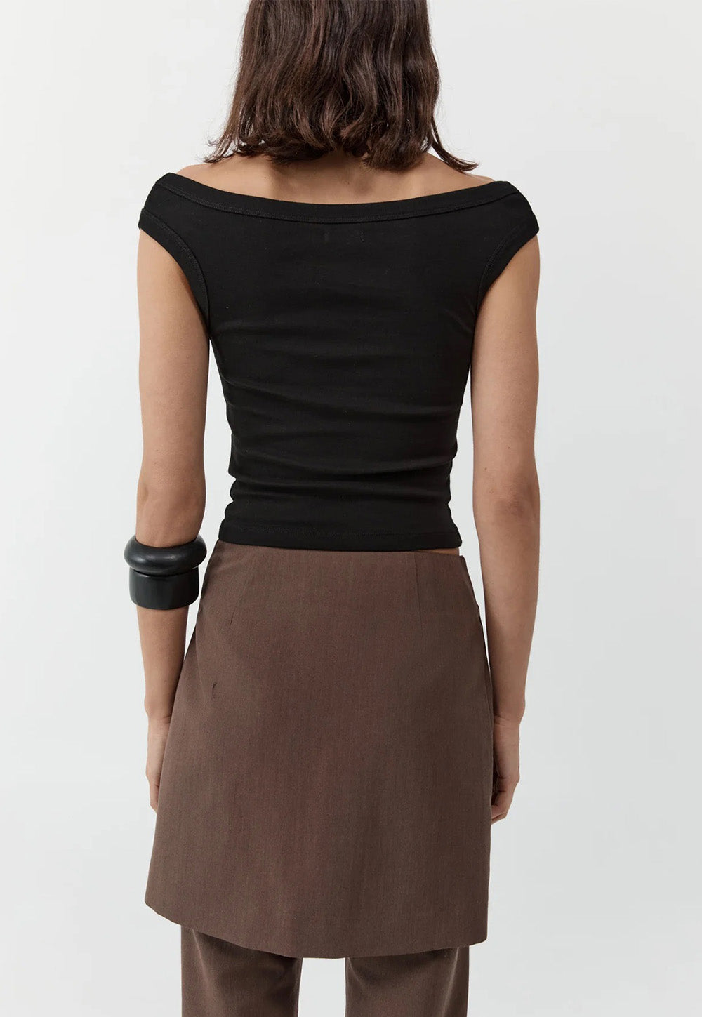 Organic Cotton Off Shoulder Top - Jet Black