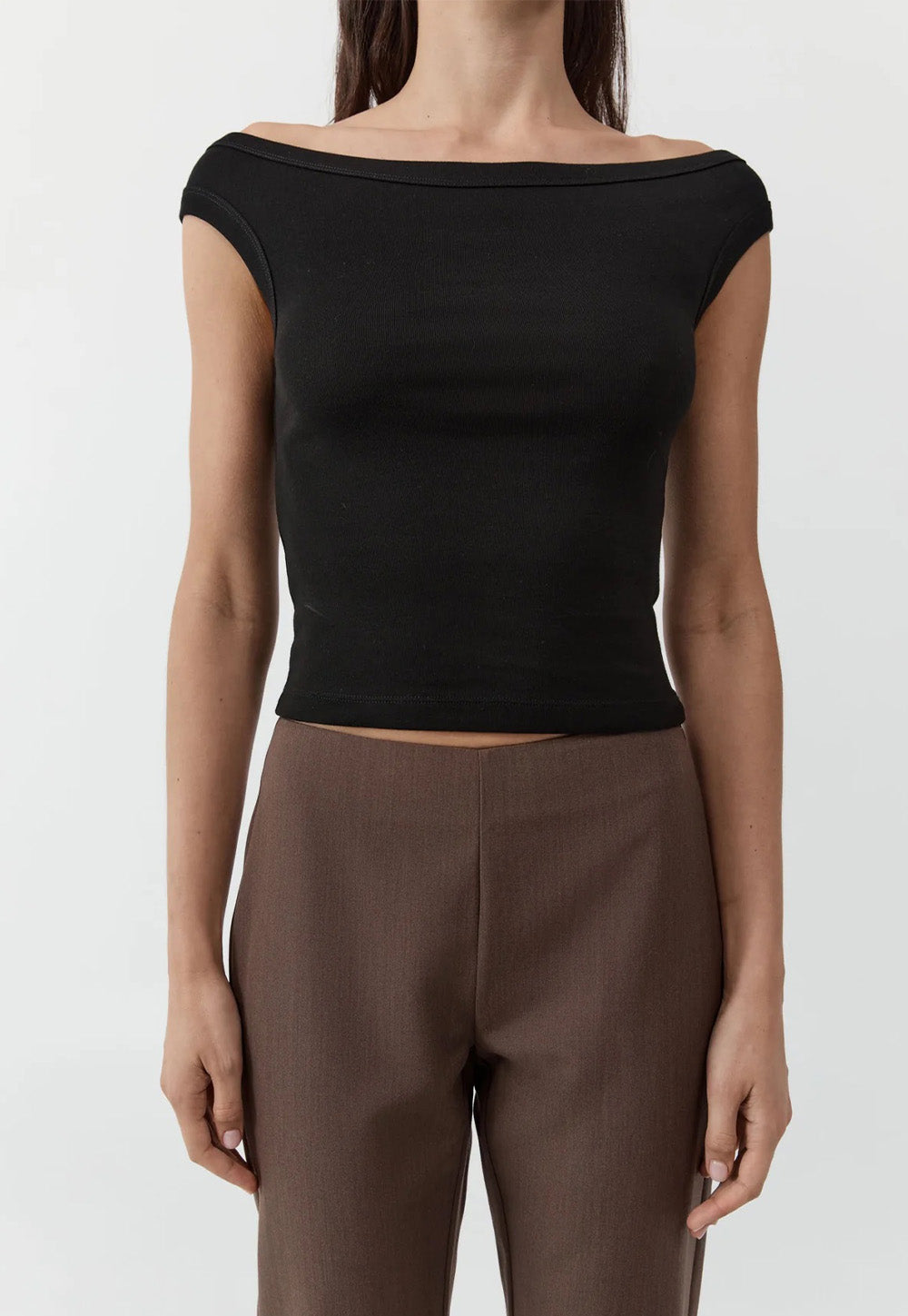 Organic Cotton Off Shoulder Top - Jet Black