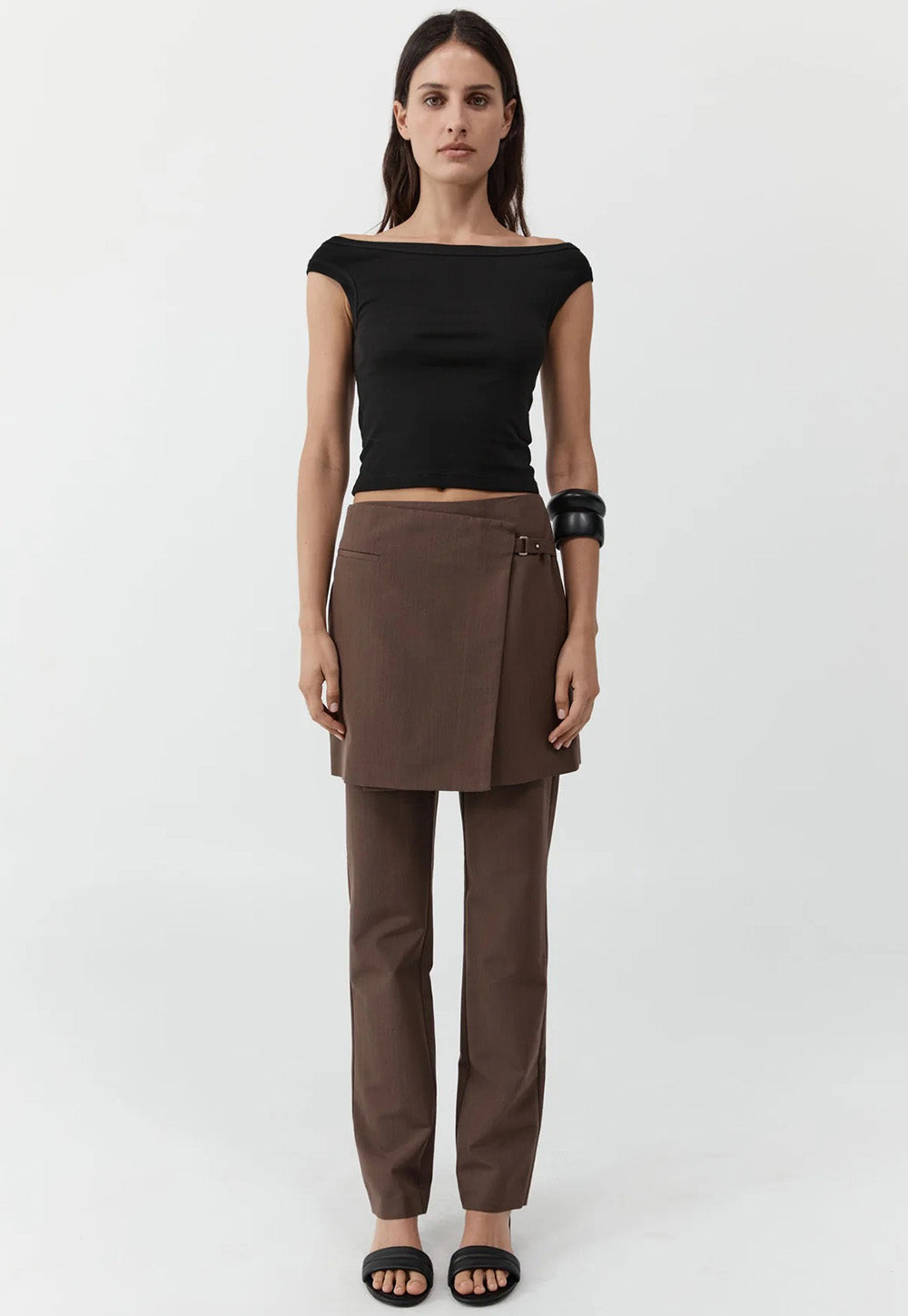 Organic Cotton Off Shoulder Top - Jet Black