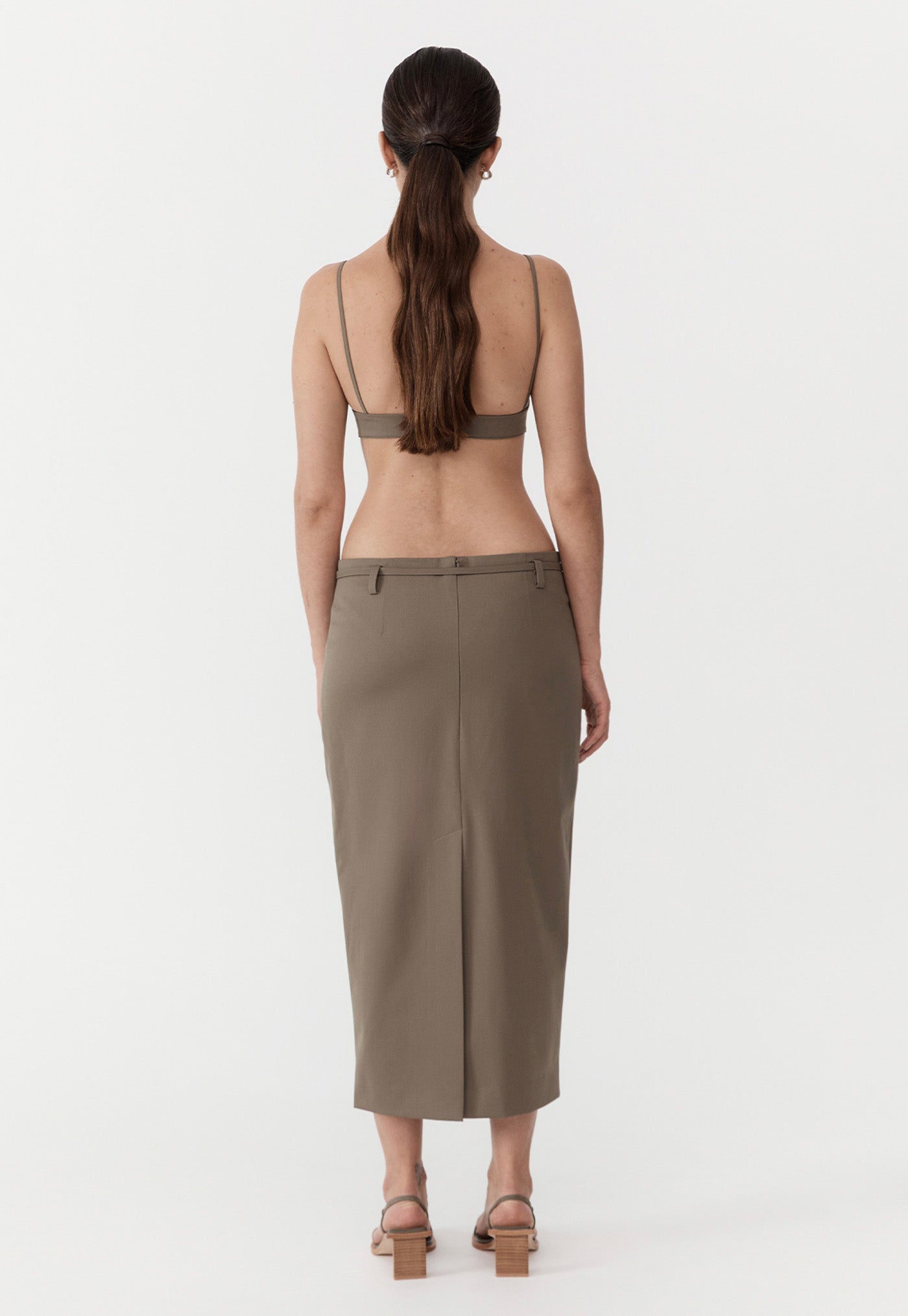 Belted Pencil Skirt - Kelp sold by Angel Divine