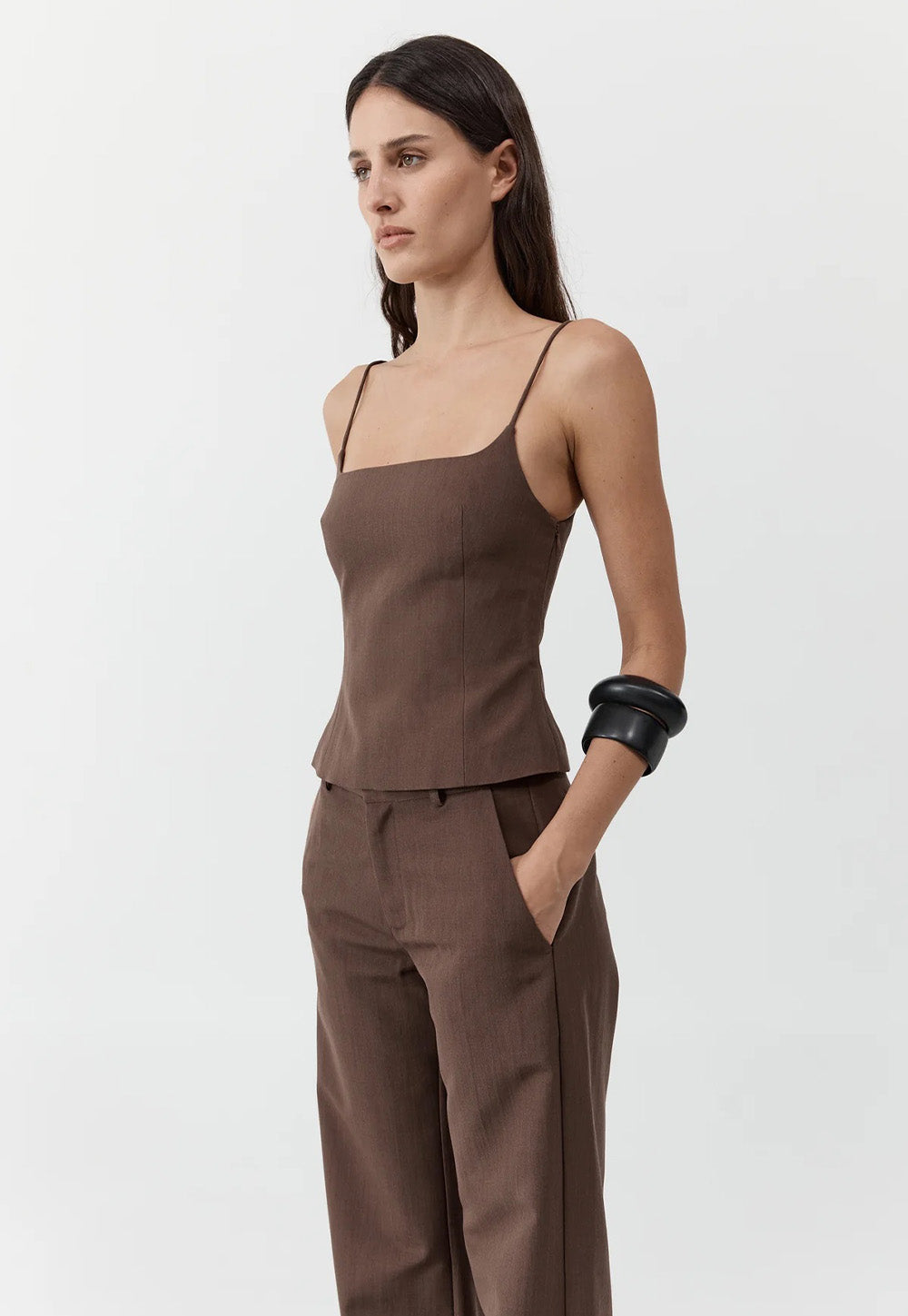 Silk Canvas Cami - Mud