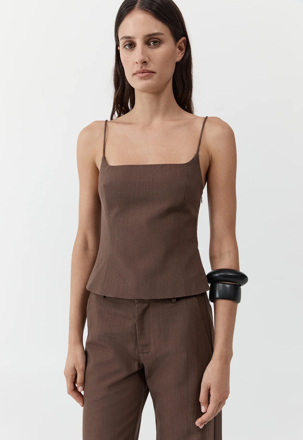 Silk Canvas Cami - Mud