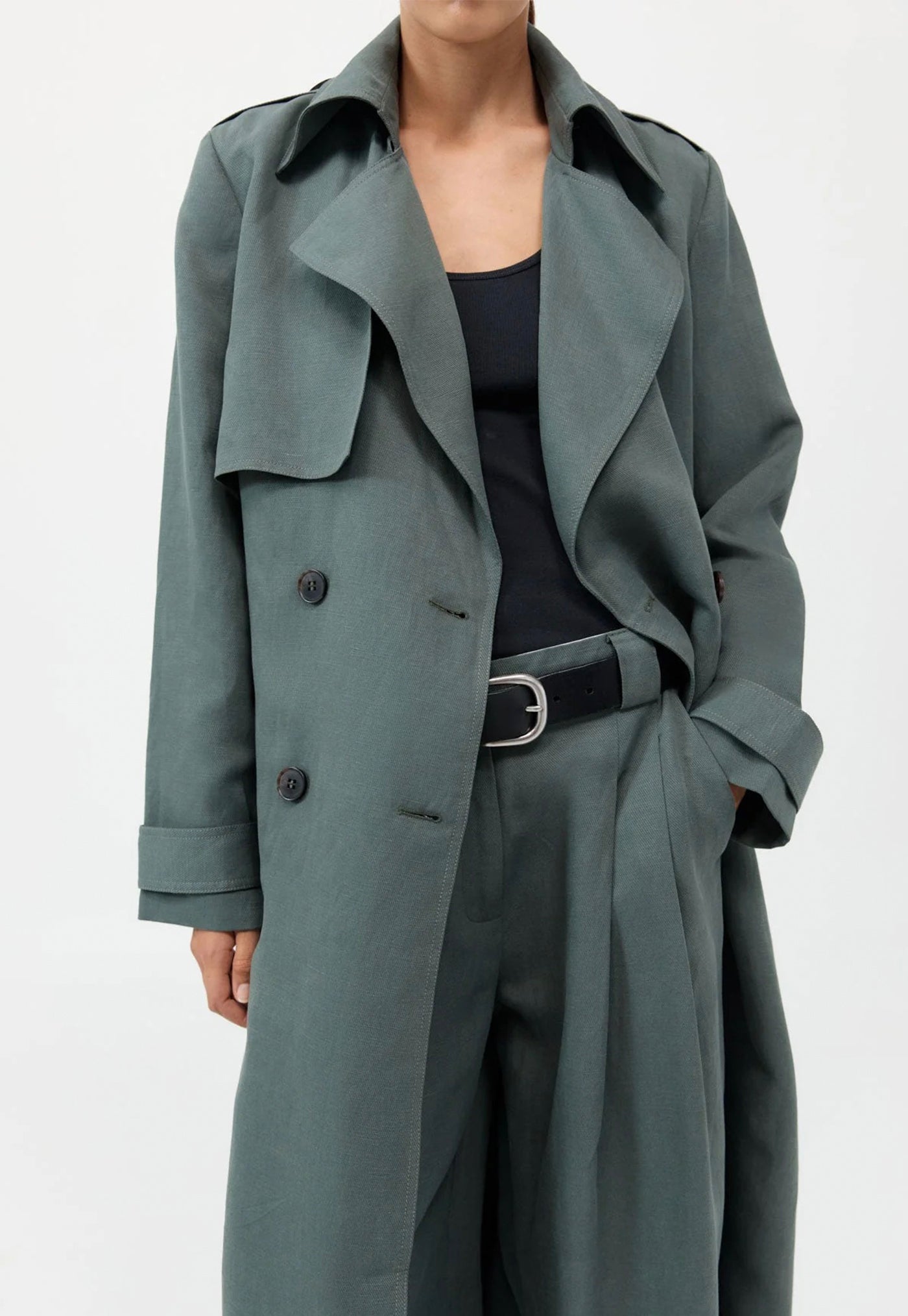 Soft Tailored Trench - Balsam Green sold by Angel Divine