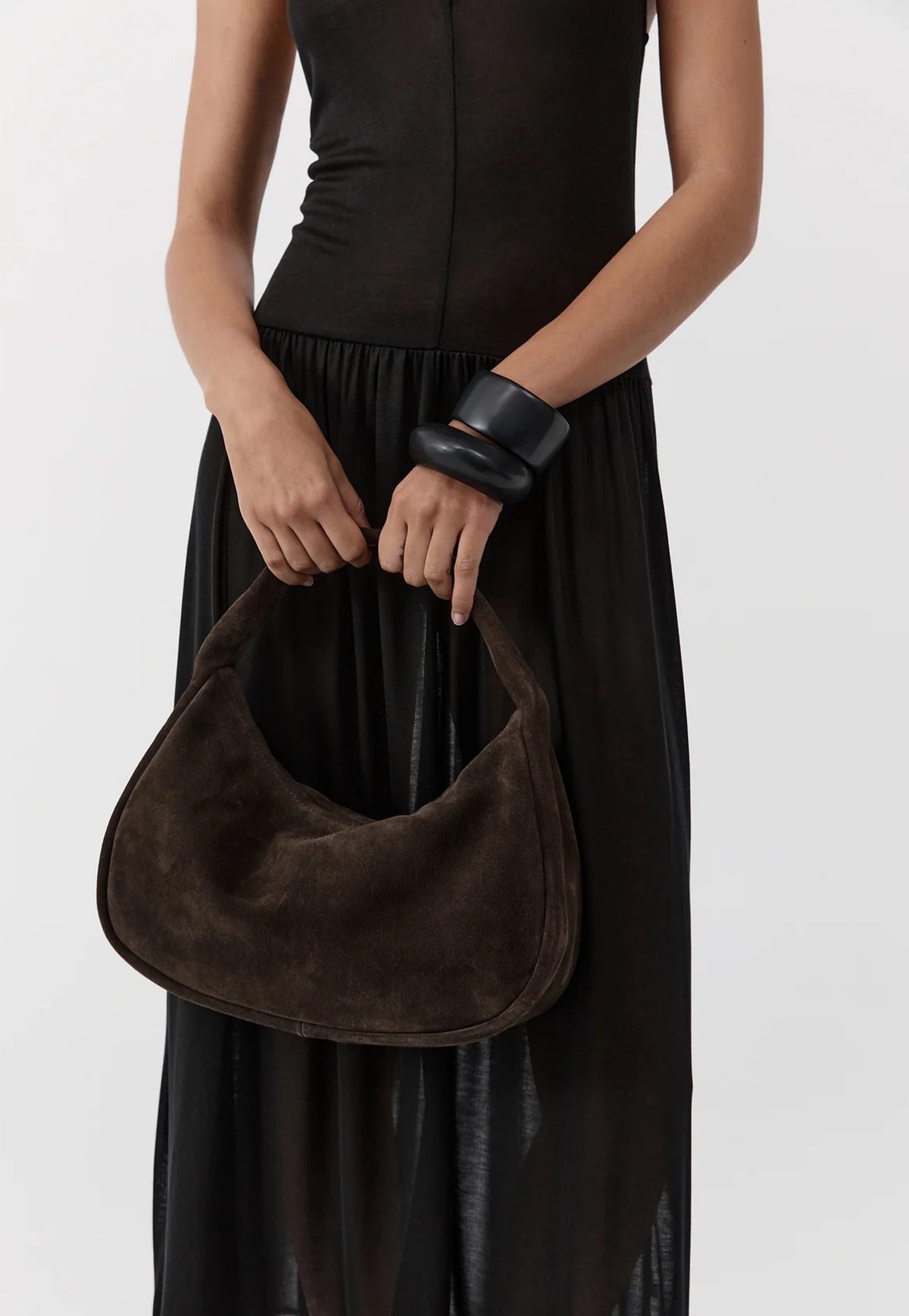 Suede Large Bon Bon Bag - Coffee