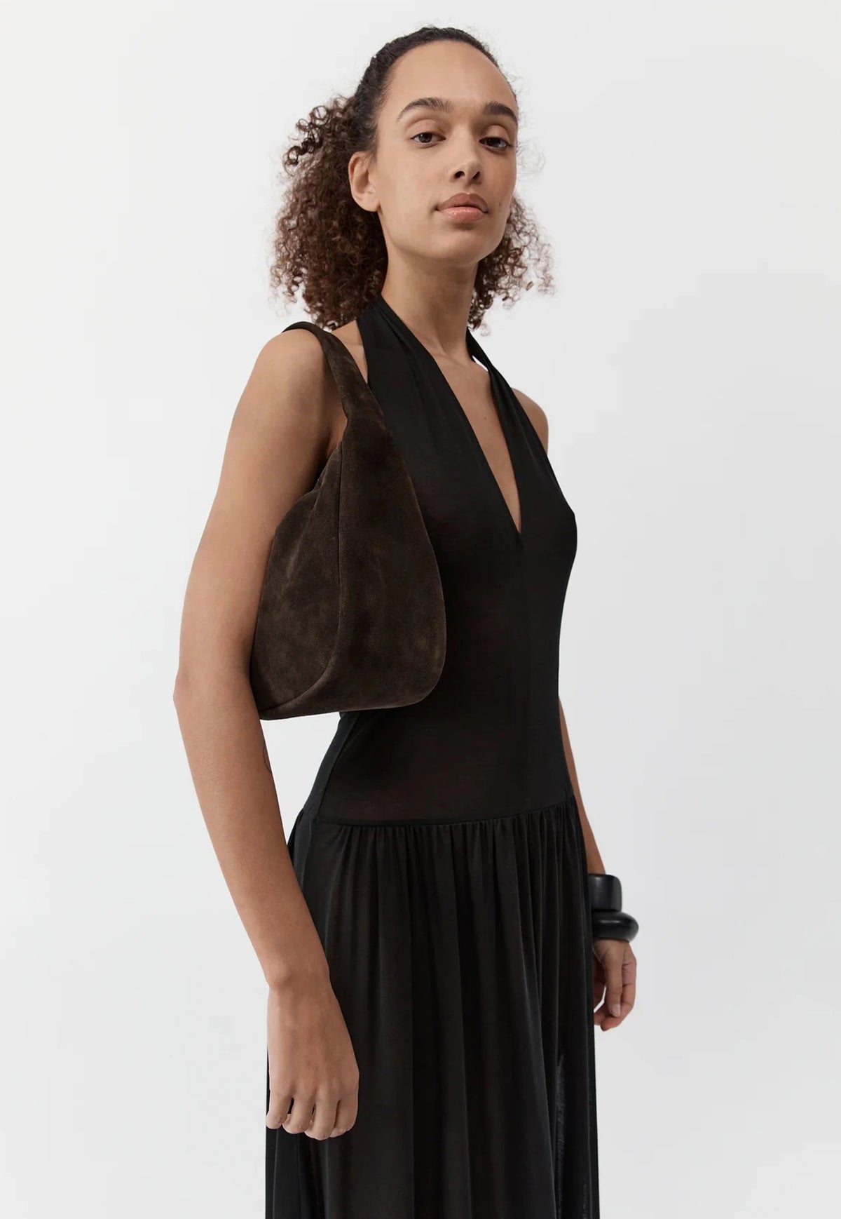 Suede Large Bon Bon Bag - Coffee