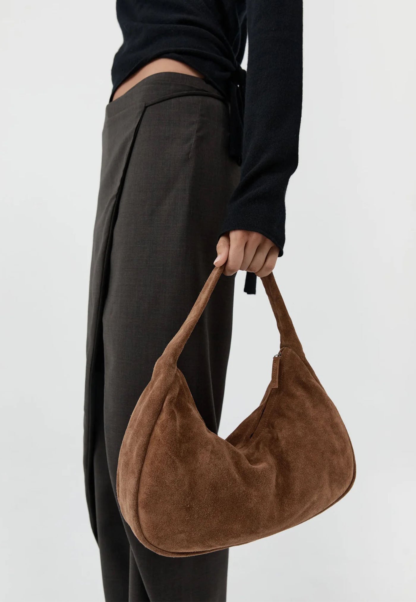 Suede Large Bon Bon Bag - Toffee