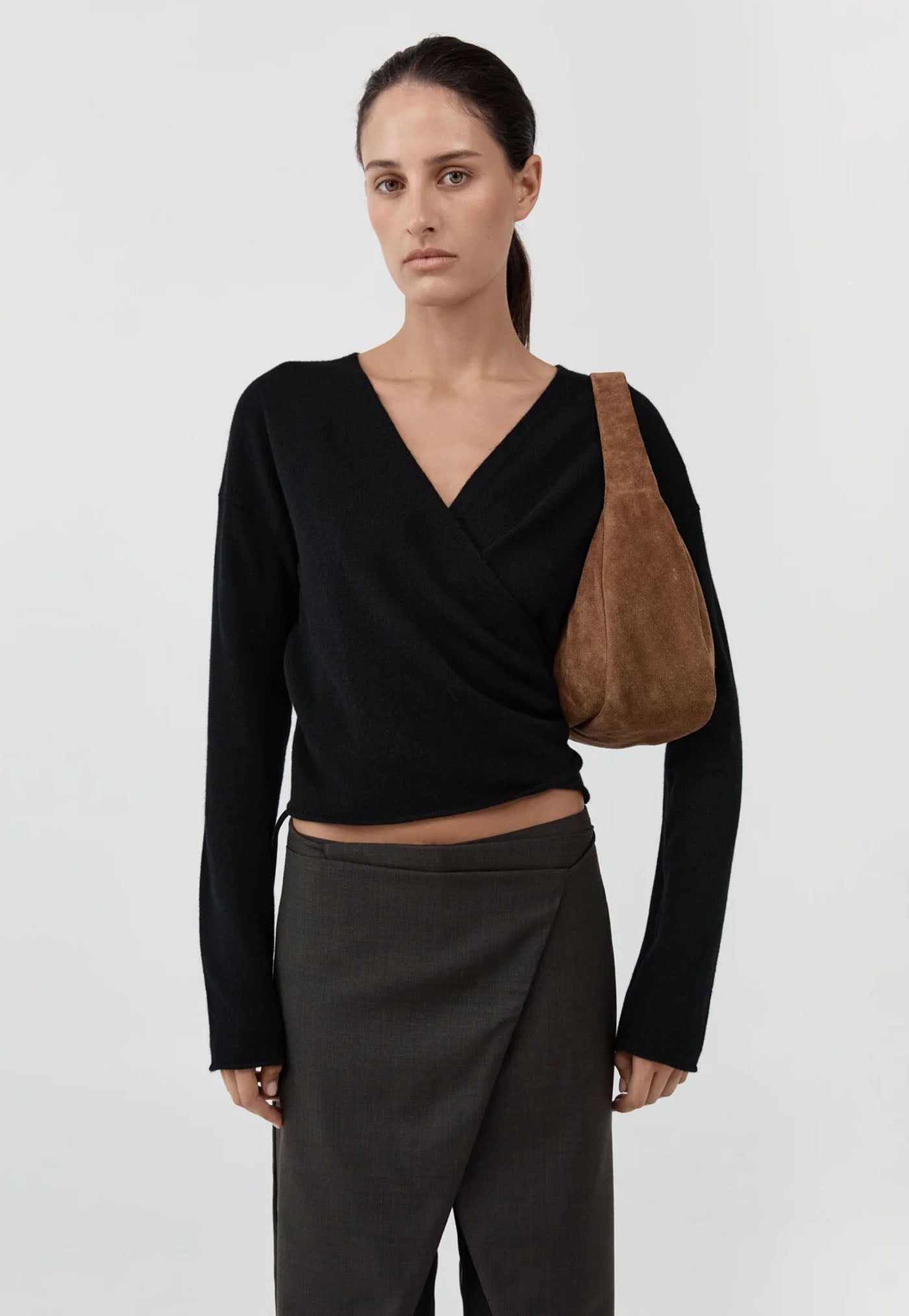 Suede Large Bon Bon Bag - Toffee