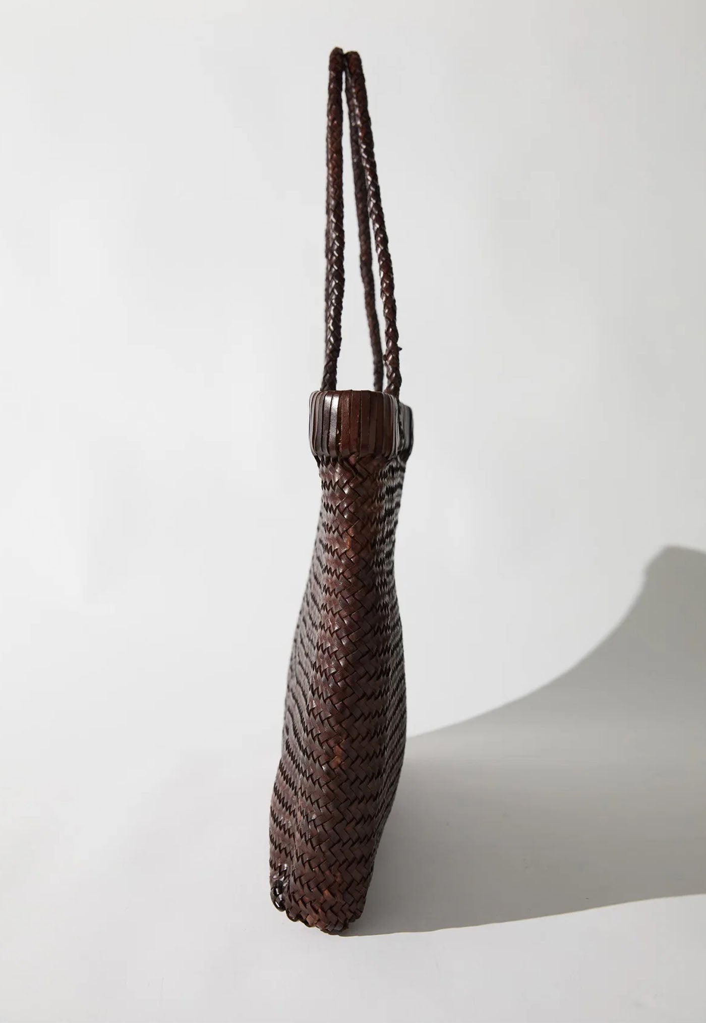 Wide Bagu Woven Tote - Chocolate