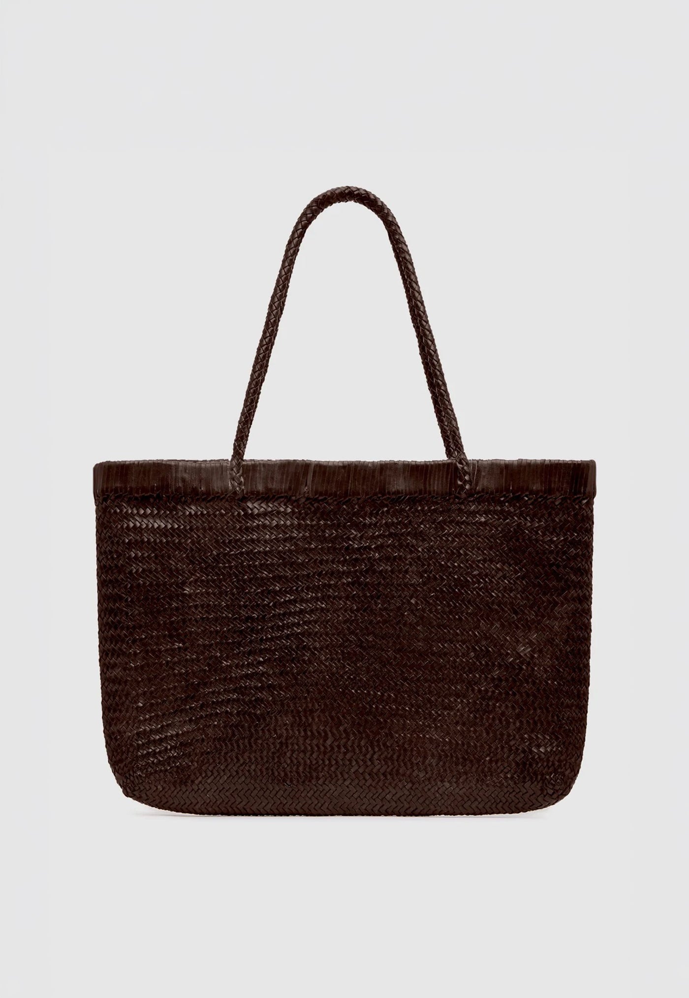 Wide Bagu Woven Tote - Chocolate