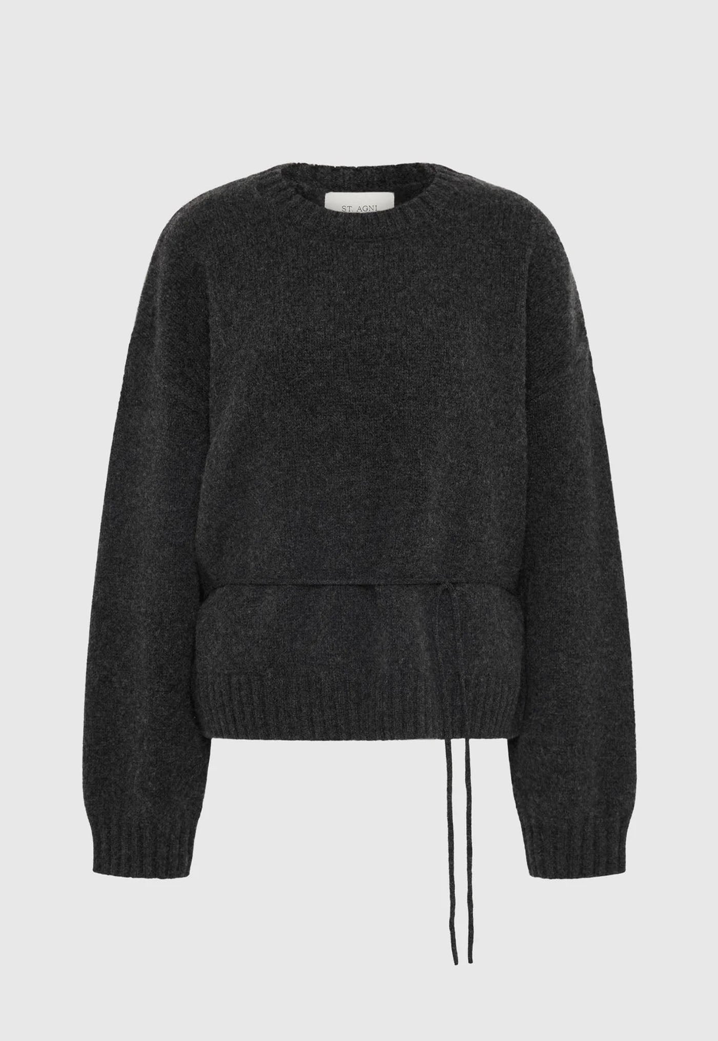 Wool Crew Neck Jumper - Dark Charcoal Melange
