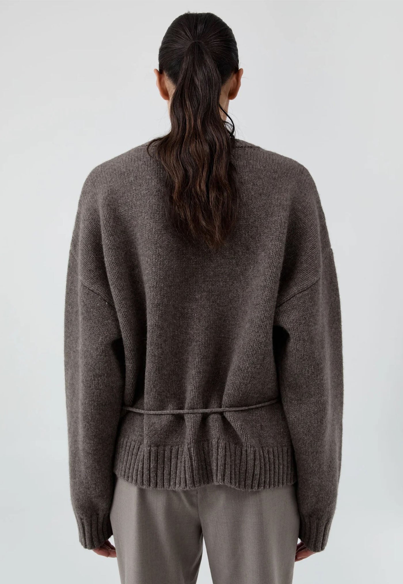 Wool Crew Neck Jumper - Taupe Melange