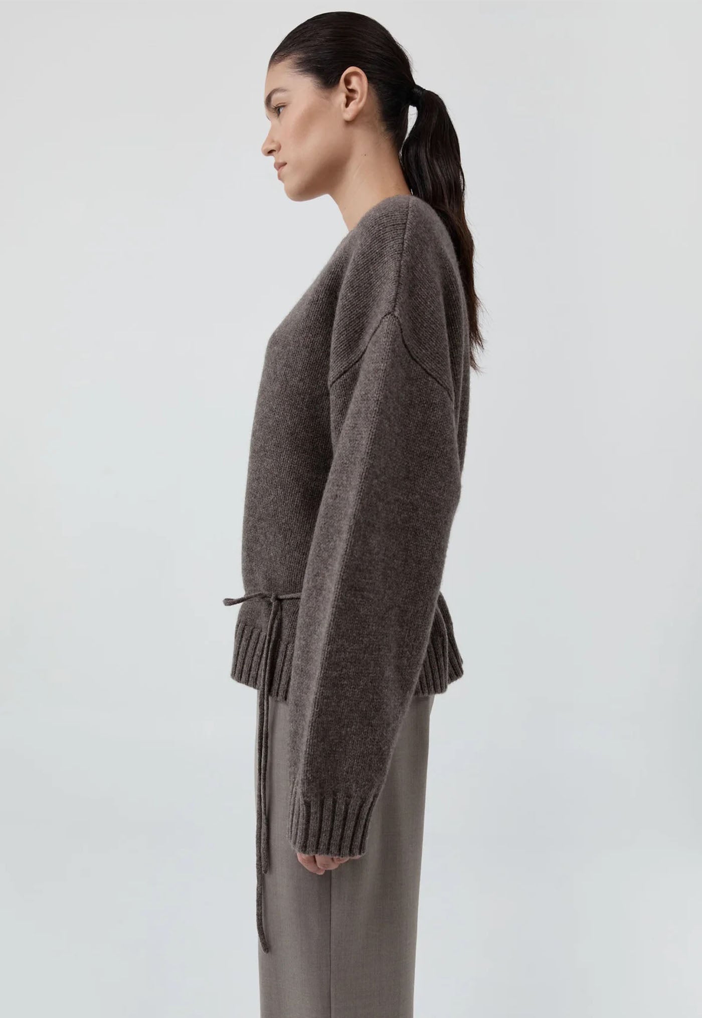 Wool Crew Neck Jumper - Taupe Melange