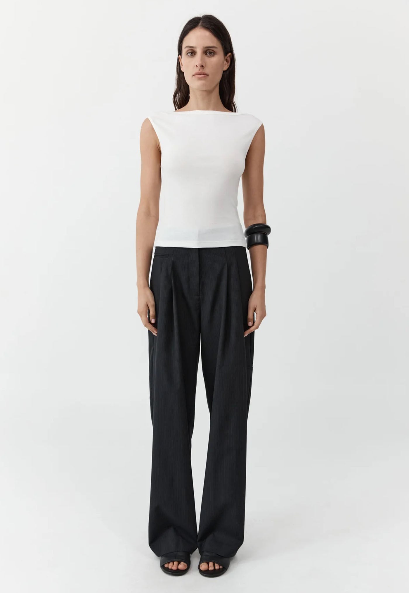 Wool Pinstripe Pocket Pants - Fine Pinstripe