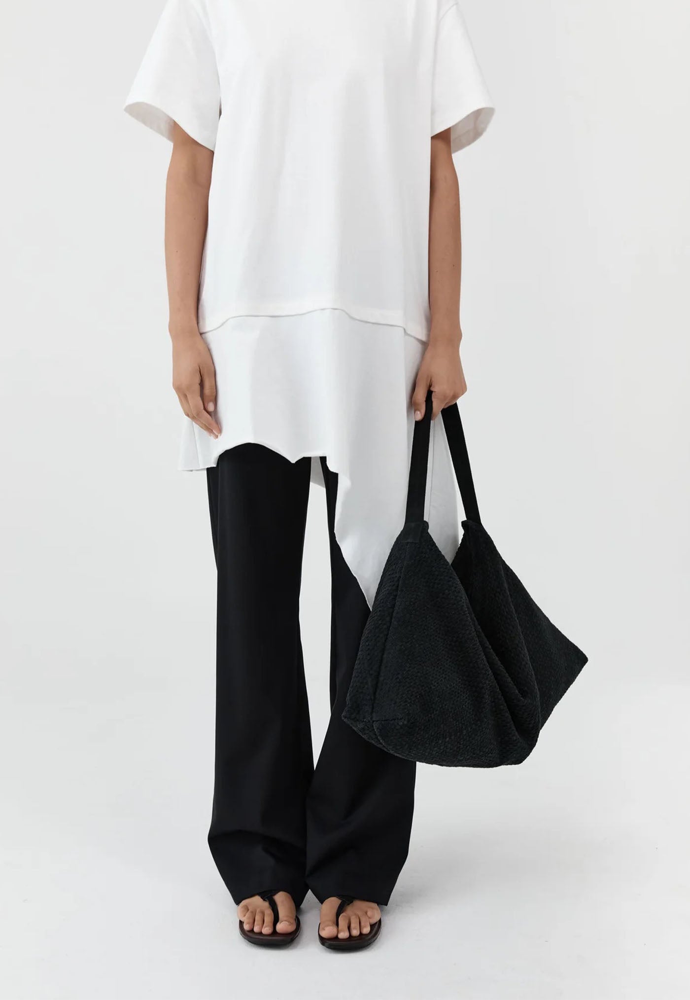Suede Woven Hobo Bag - Washed Black