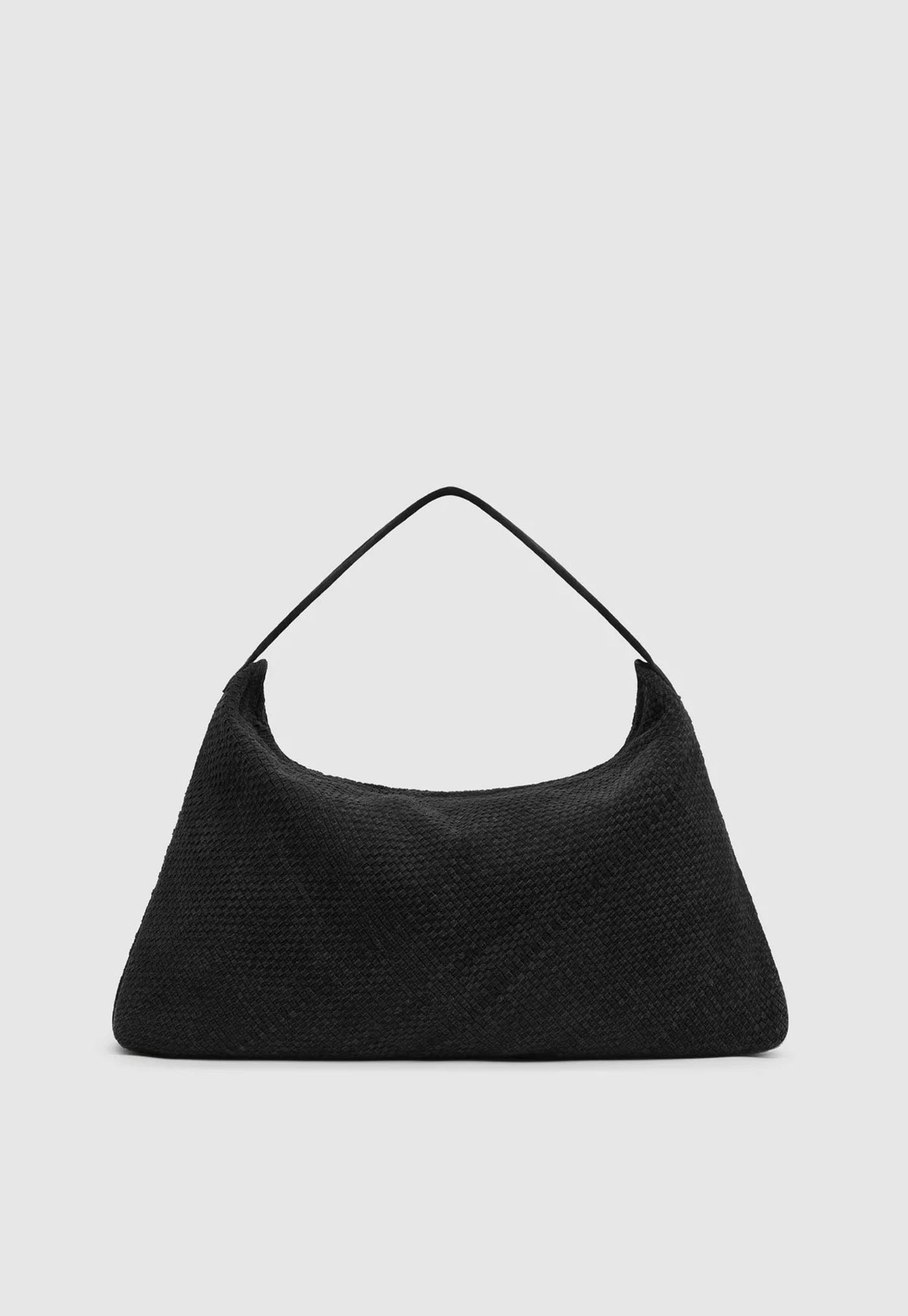 Suede Woven Hobo Bag - Washed Black