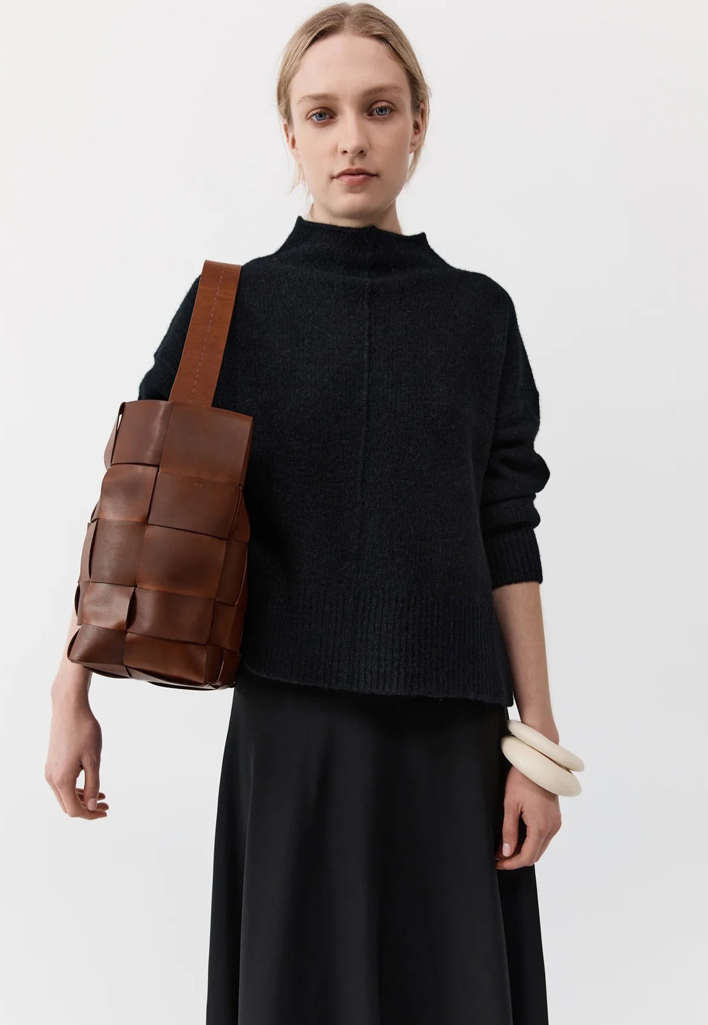 Woven Large Tote - Chestnut