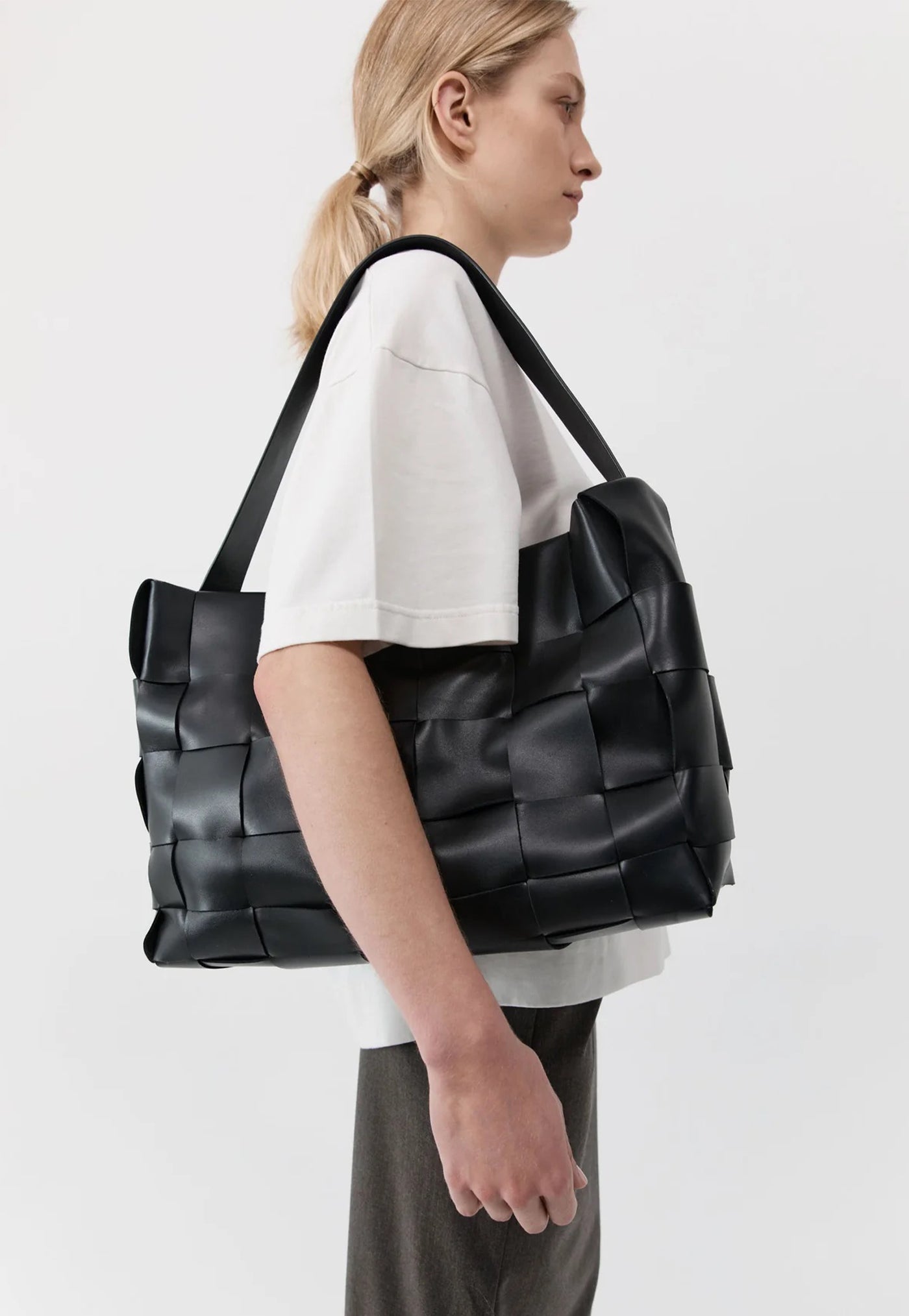 Woven Large Tote - Black